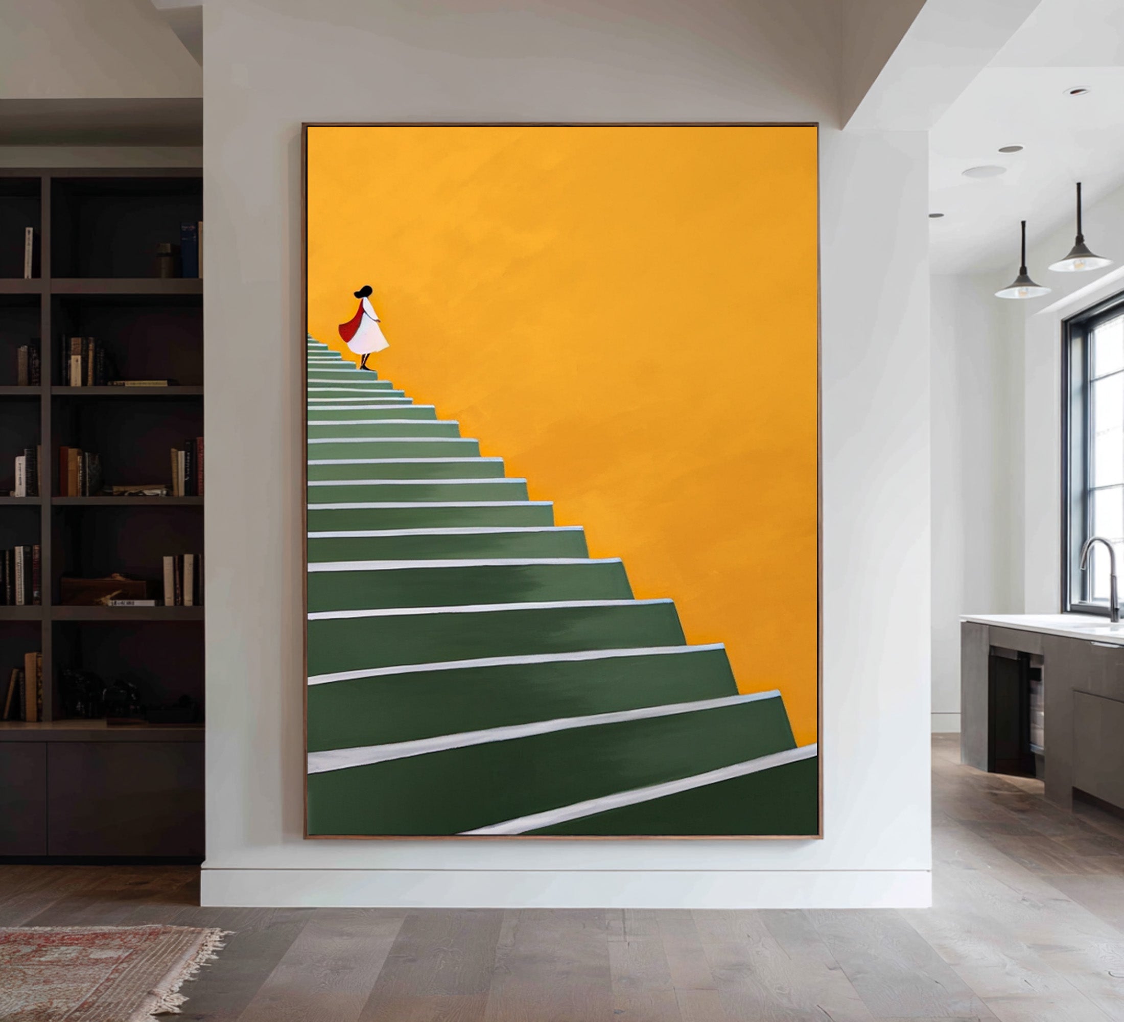 Large Contemporary Abstract Oil Painting, Minimalist Figure Art for Modern Interior | ArtvistaGallery #WAB 012
