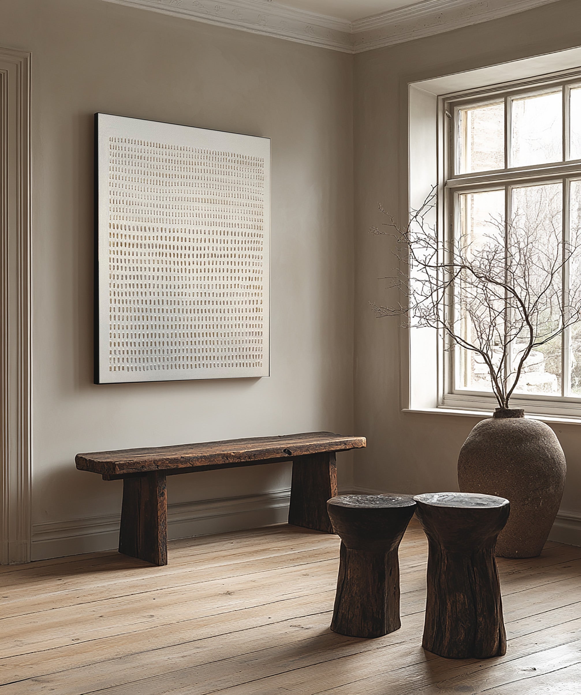 Minimalist Wabi-Sabi Wall Art | Beige and Gold #BBA 053