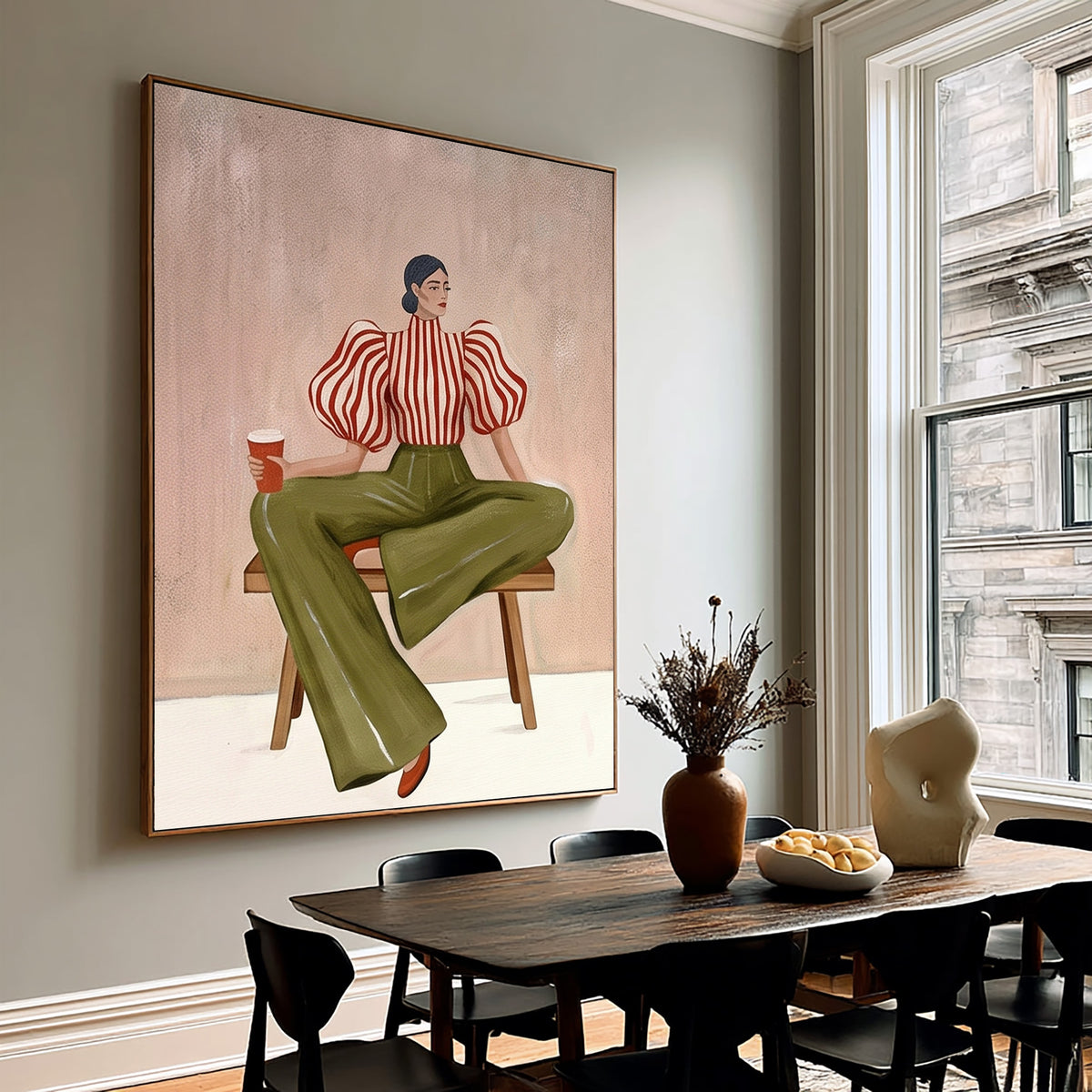 A Seat of Her Own Contemporary Fashion Figurative Painting Hand Painted Wall Art