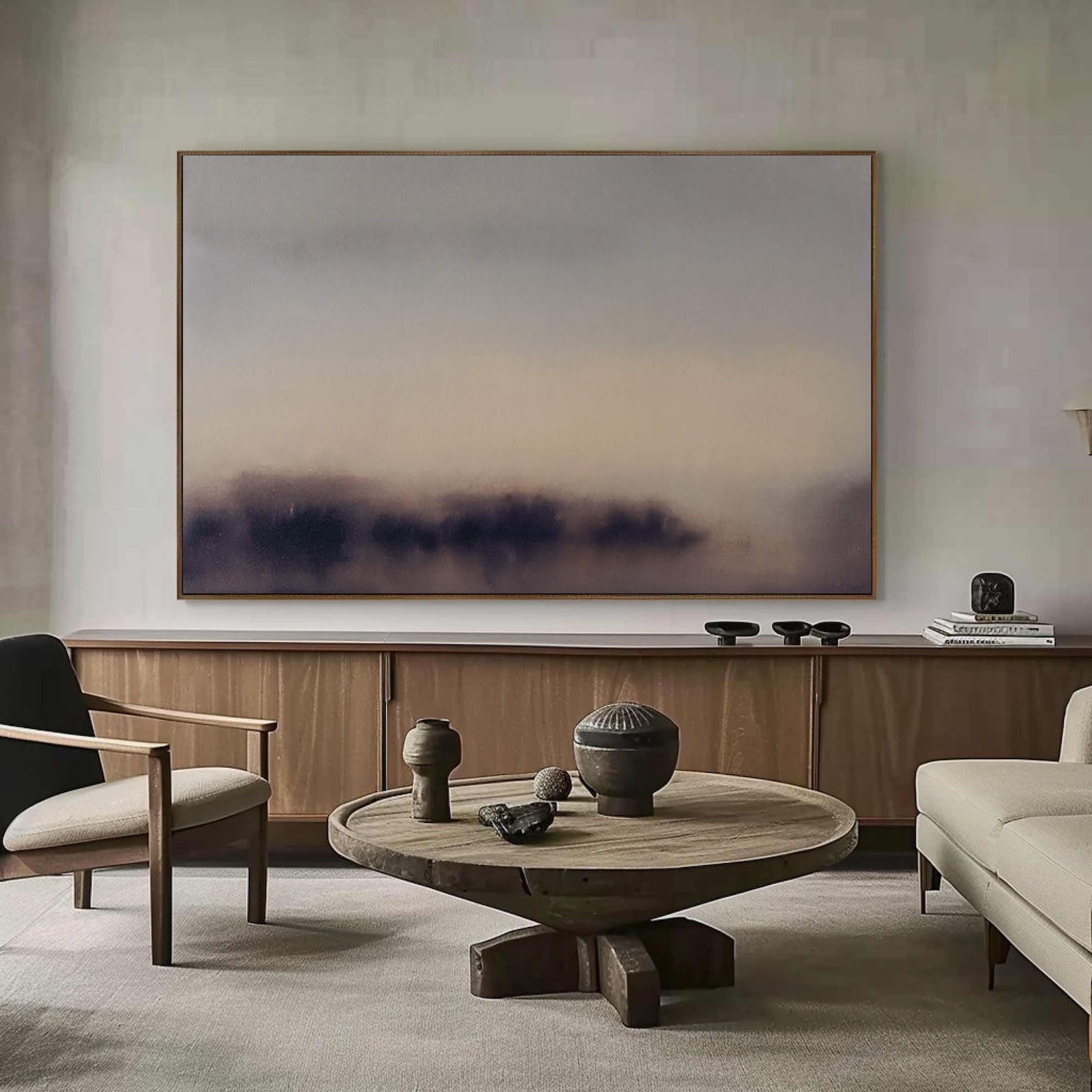 Abstract Landscape with Distant Purple Forms, Modern Wall Art #BGA 066