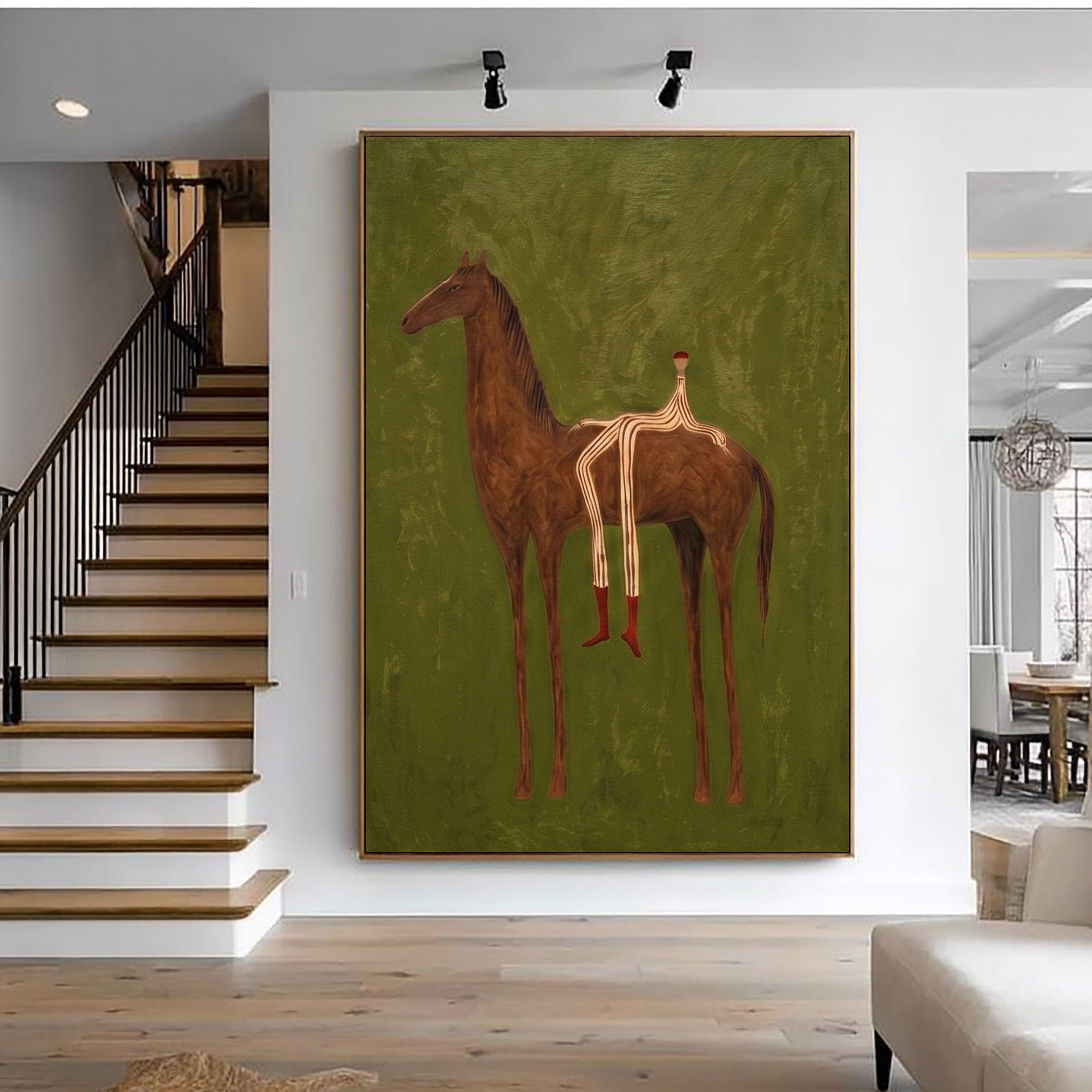 Large Cowboy Horse Wall Art Contemporary Western Figurative Painting