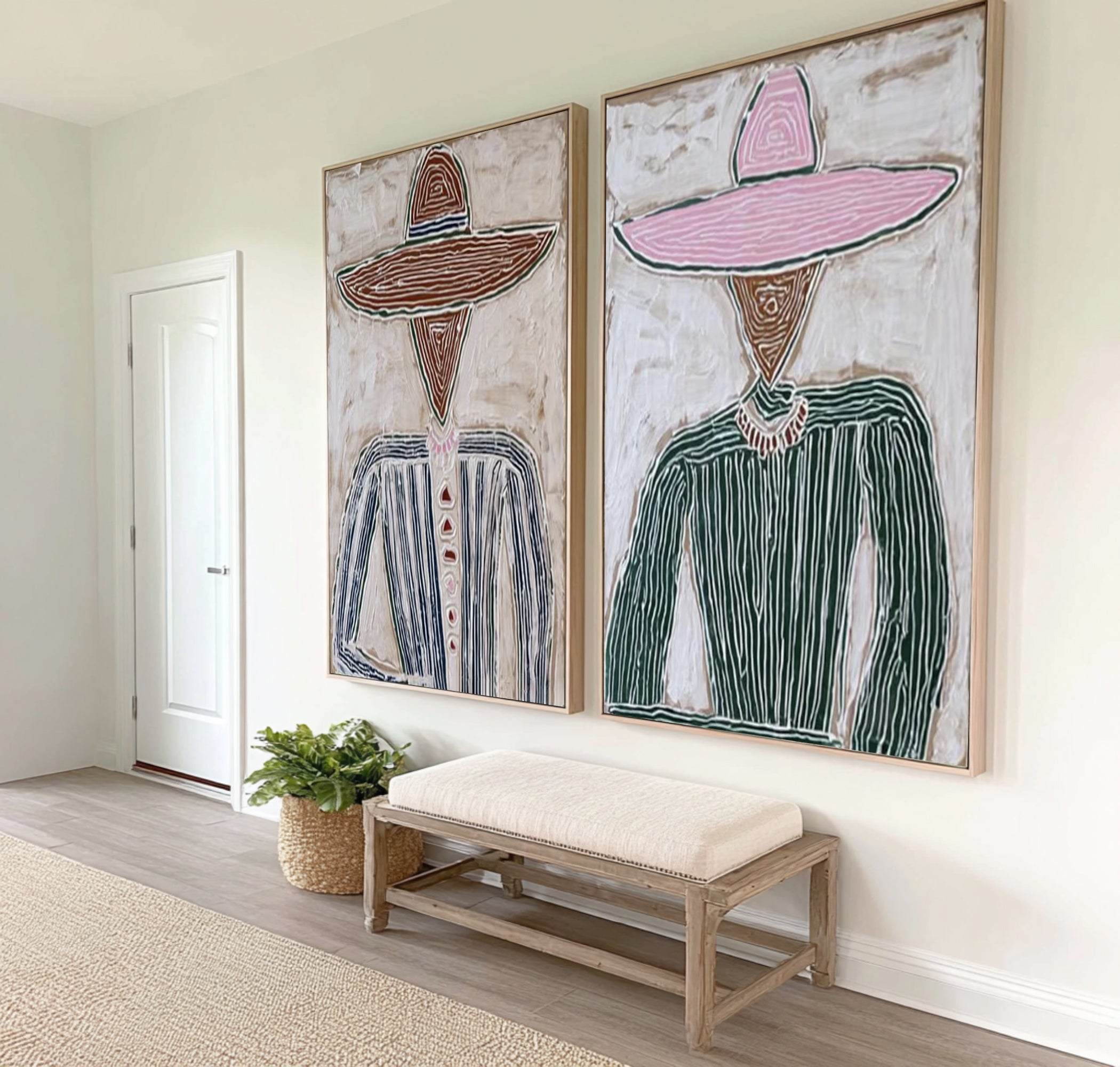 Large Abstract Couple Portrait Painting Modern Diptych Wall Art | ArtvistaGallery