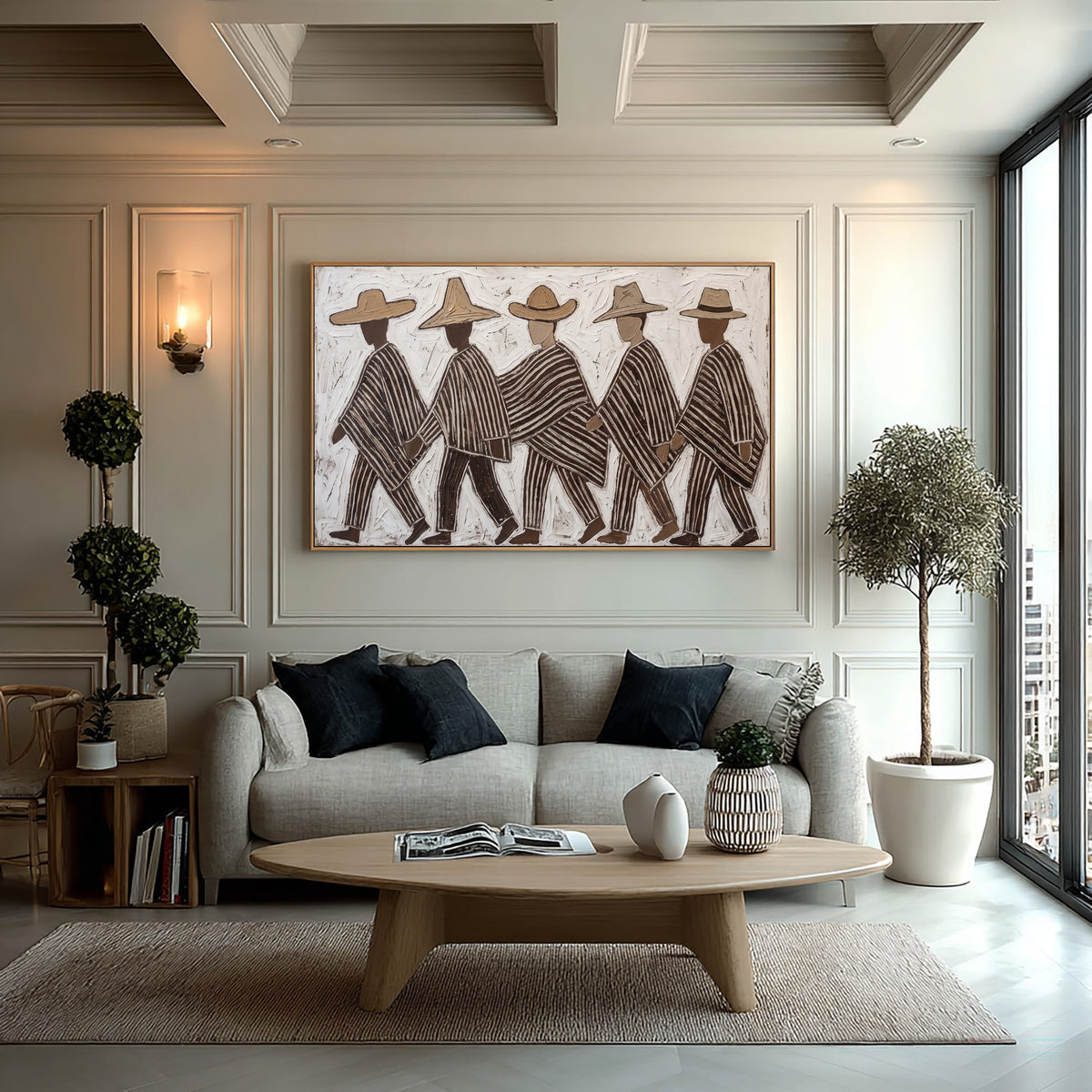 Folk Art Painting, Southwestern Figurative Wall Art, Hand Painted Textured Artwork