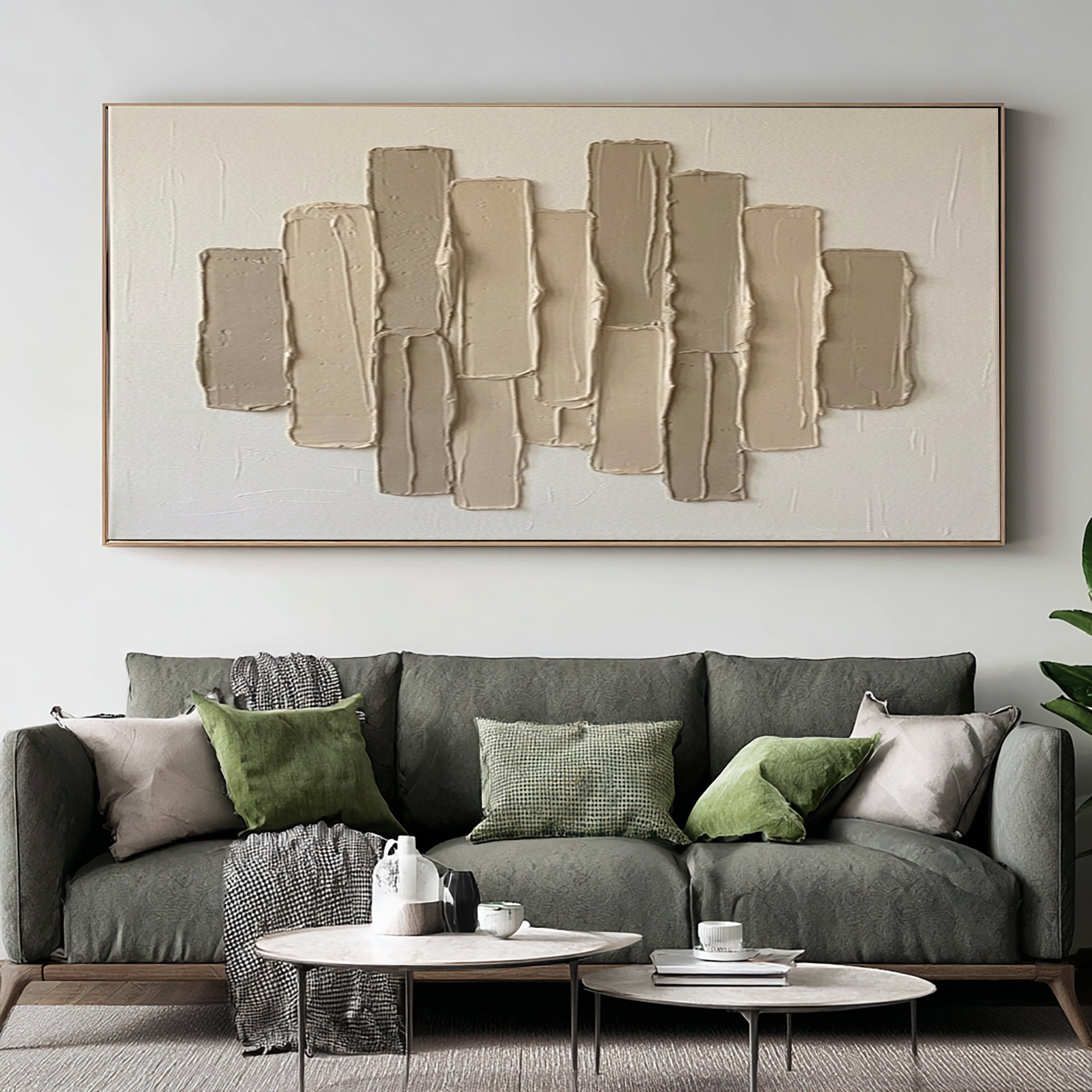 Large Neutral Skyline Texture Wall Art Hand Painted Abstract Canvas | ArtvistaGallery