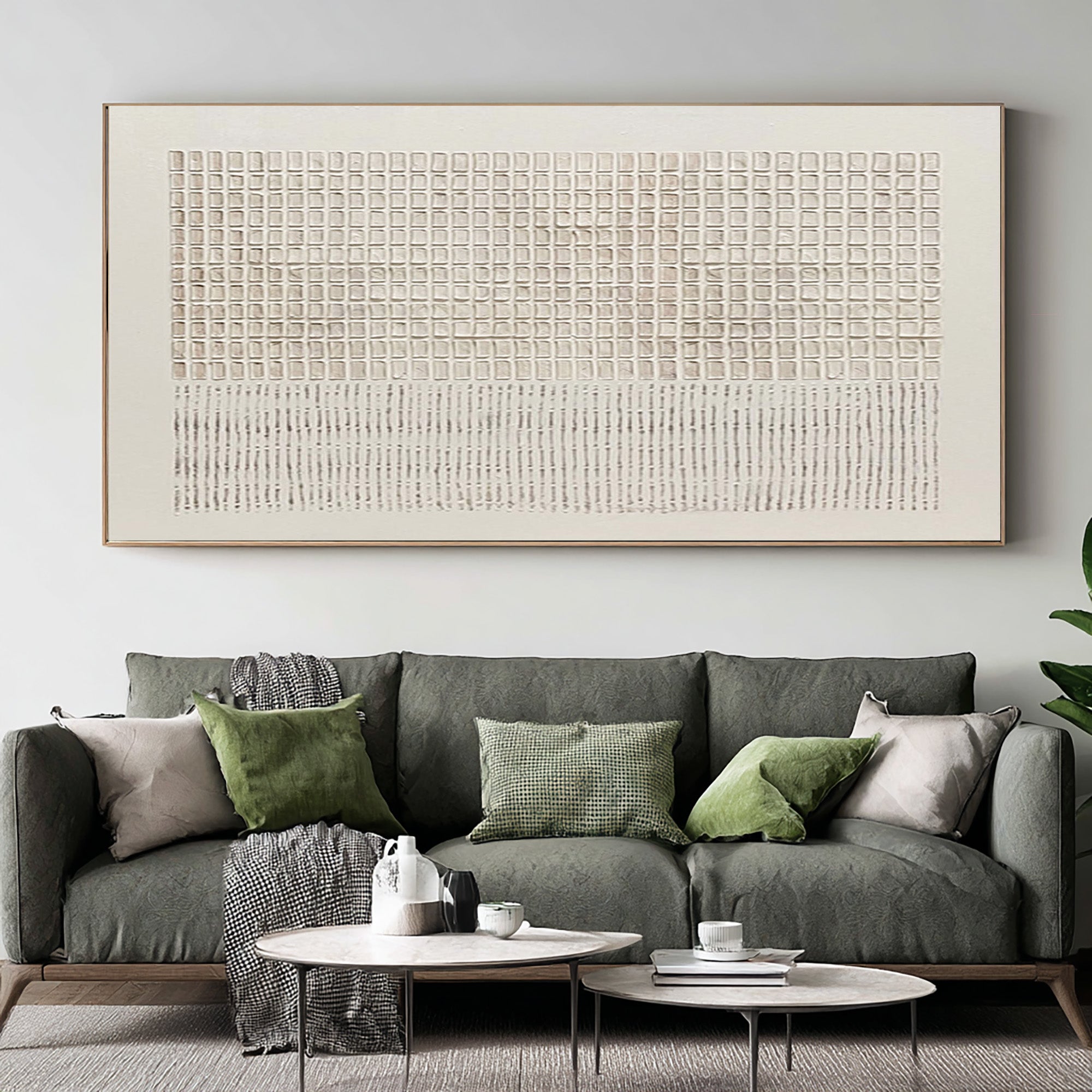 Large Architectural Pattern Textured Canvas Art Contemporary Neutral Wall Decor | ArtvistaGallery