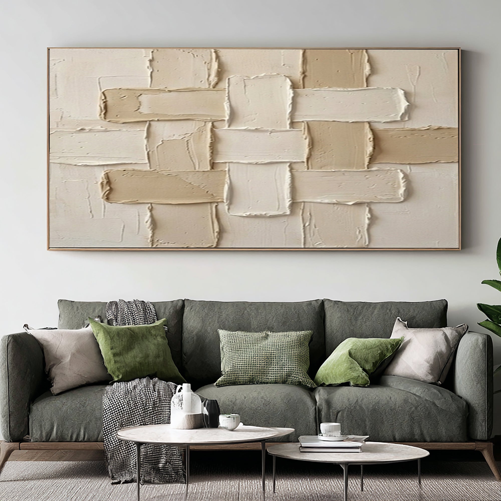 Large Textured Abstract Wall Art Neutral Geometric Canvas Painting | ArtvistaGallery