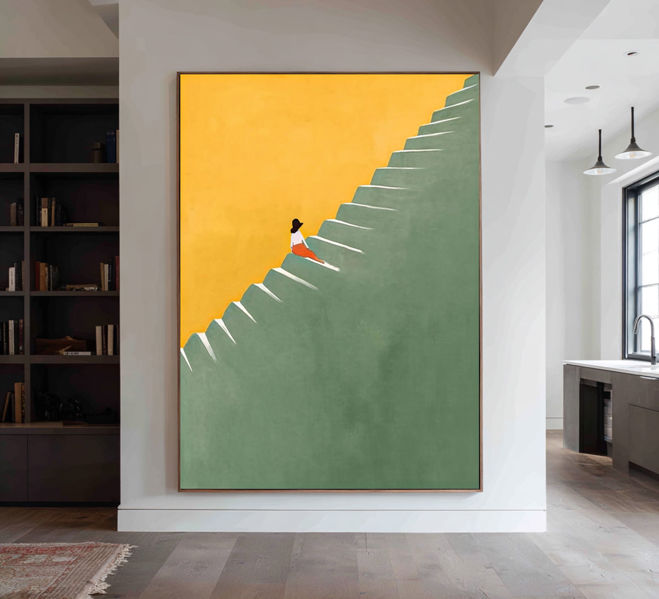 Large Abstract Oil Painting Minimalist Figure Art, Modern Statement Wall Art for Interior | ArtvistaGallery #WAB 011
