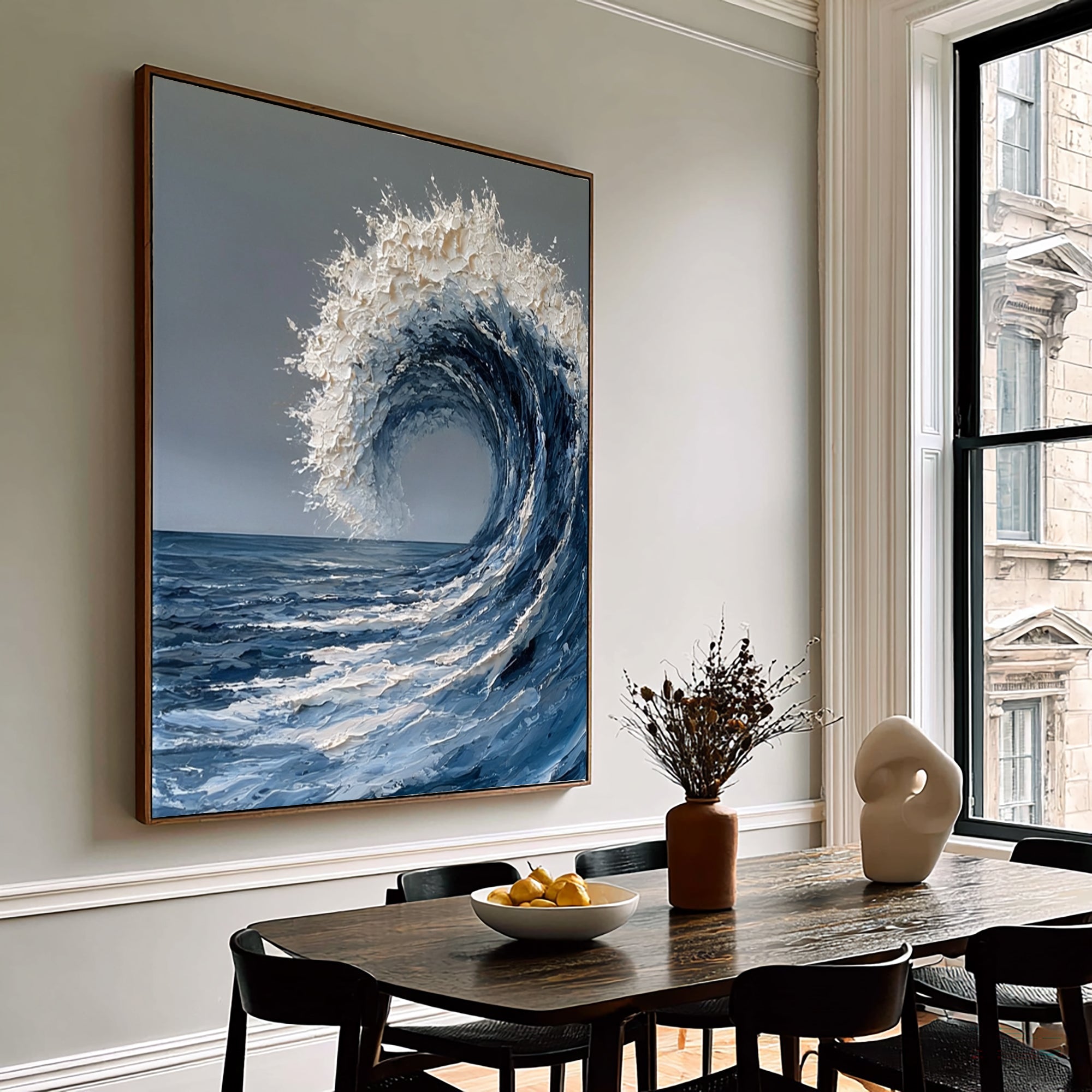 Large Contemporary Ocean Seascape Wall Art Textured Oil Painting Wave Artwork Cowboy Cowgirl Inspired Vintage Americana Modern Home Decor