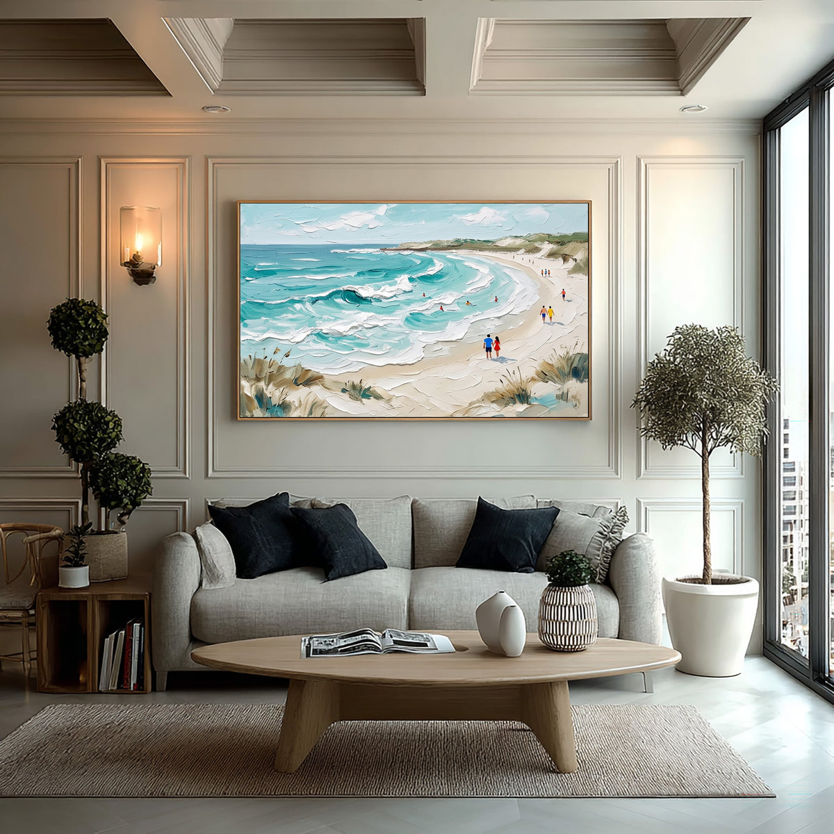 Turquoise Ocean Waves White Surf Textured Coastal Wall Art Painting