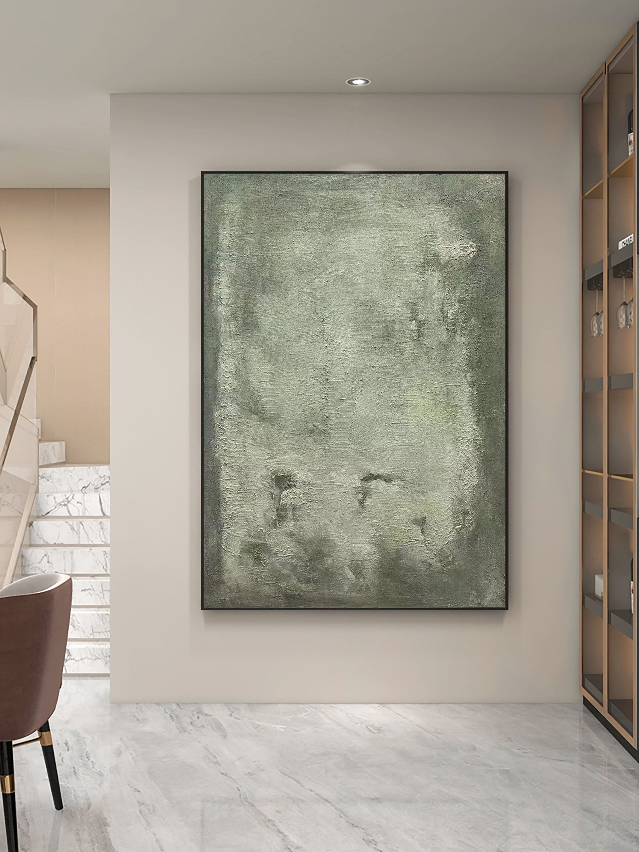 Green Minimalist Painting Modern Wall Art #BGA 004