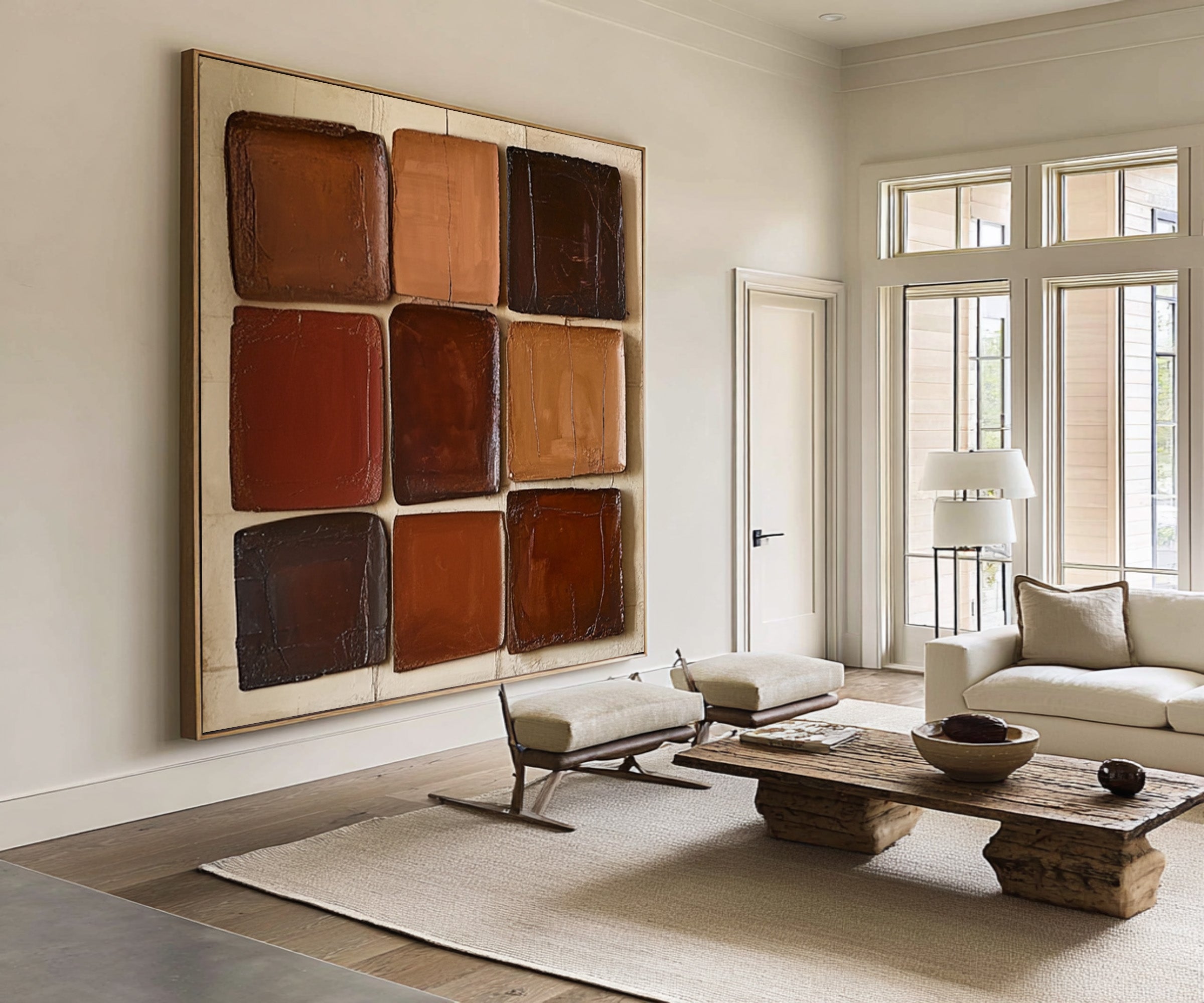 Large Contemporary Abstract Oil Painting, Earth Tone Textured Art for Modern Interior | ArtvistaGallery #WAB 009