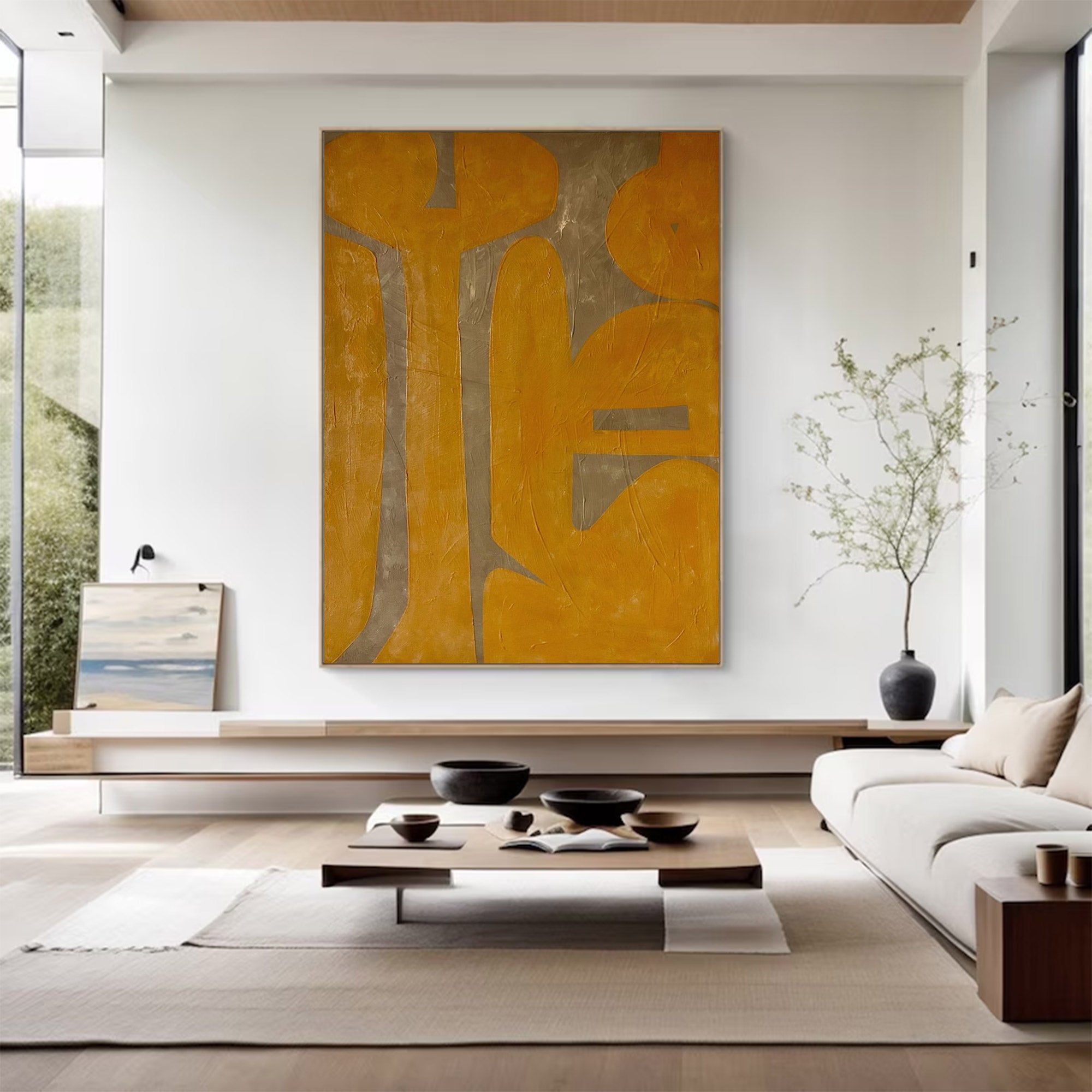 Oversized Yellow Abstract Wall Art | ArtvistaGallery #WG 100