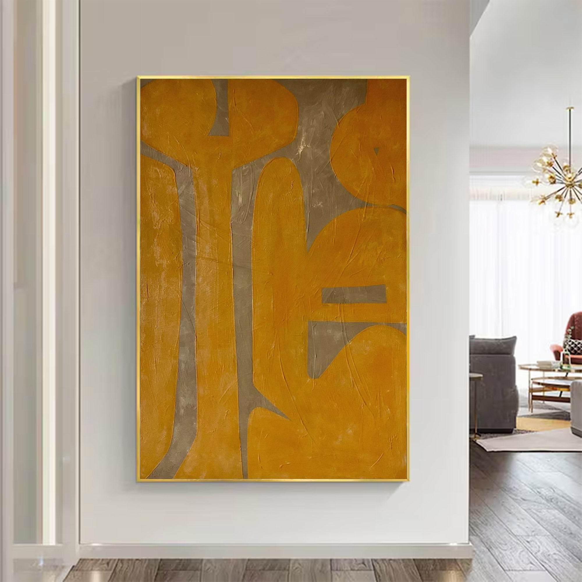 Oversized Yellow Abstract Wall Art | ArtvistaGallery #WG 100