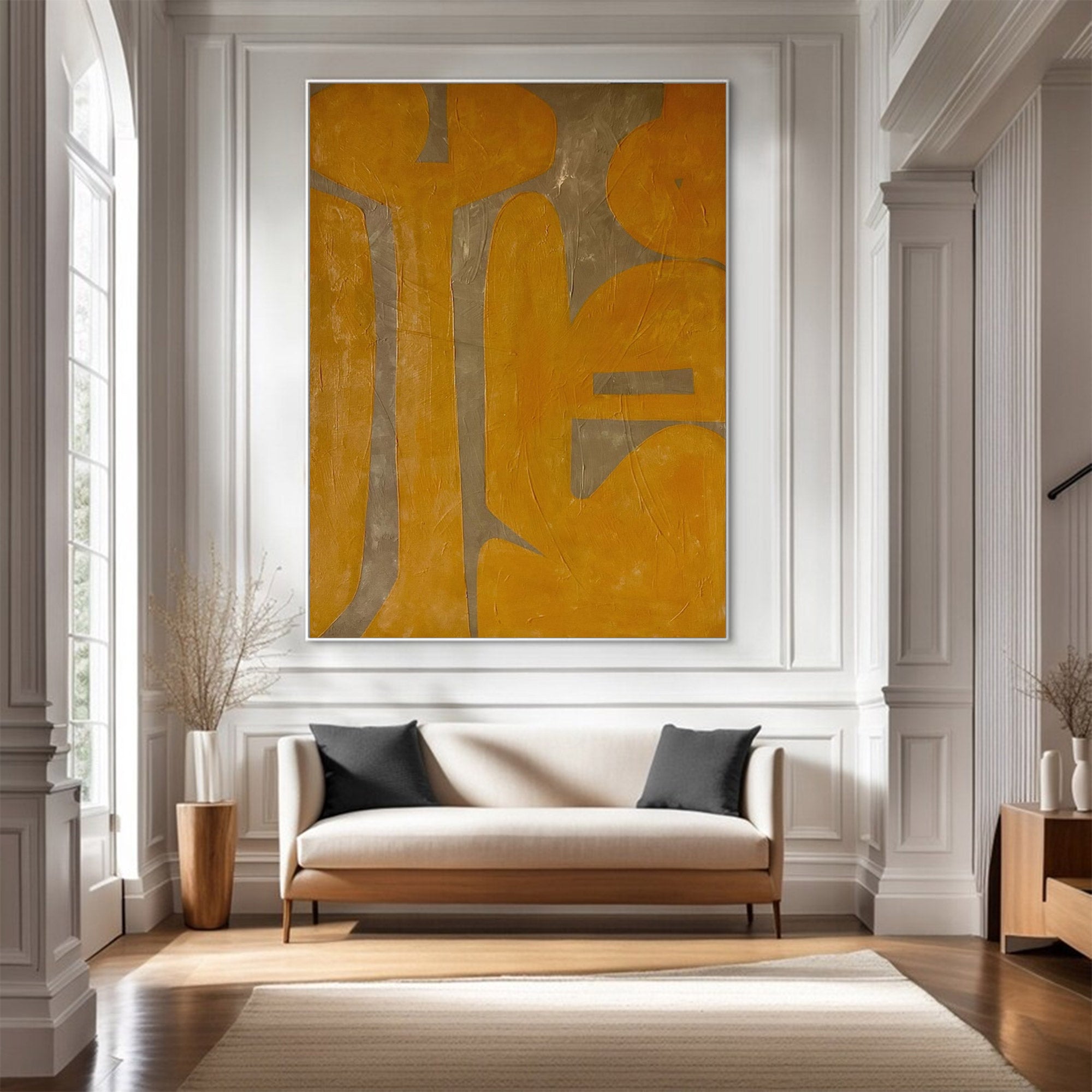 Oversized Yellow Abstract Wall Art | ArtvistaGallery #WG 100