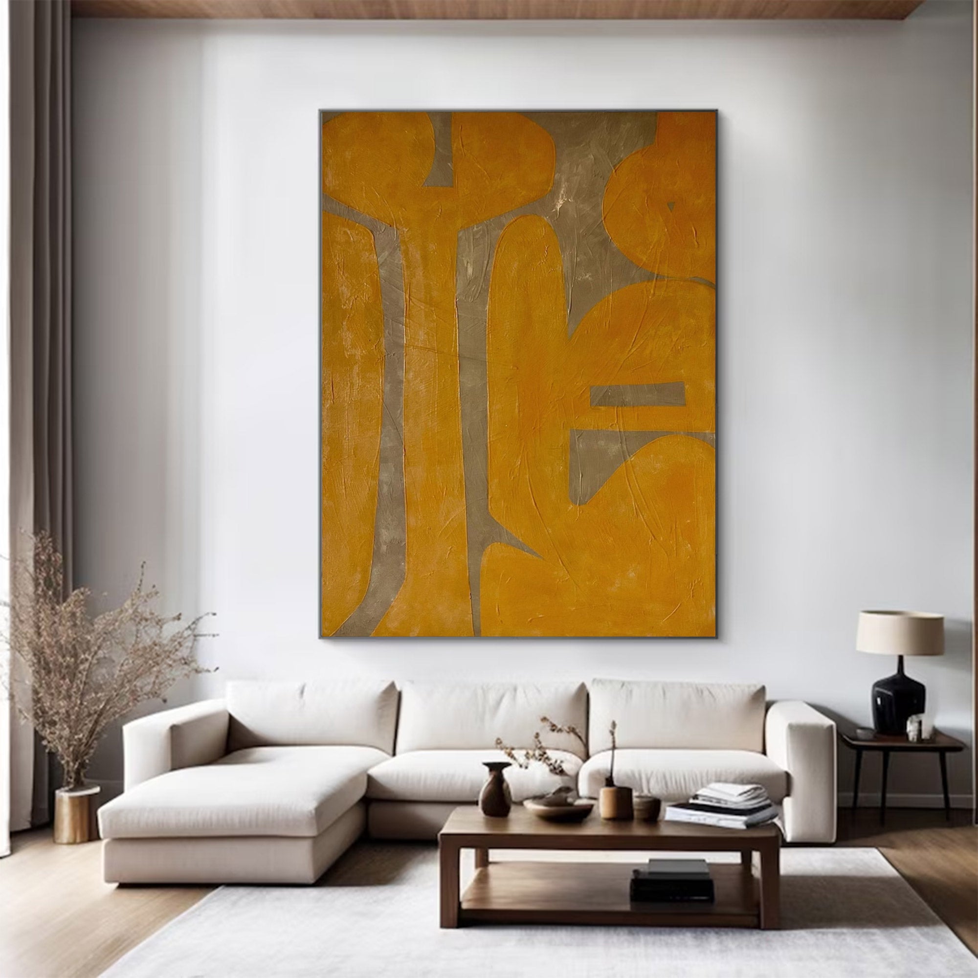 Oversized Yellow Abstract Wall Art | ArtvistaGallery #WG 100
