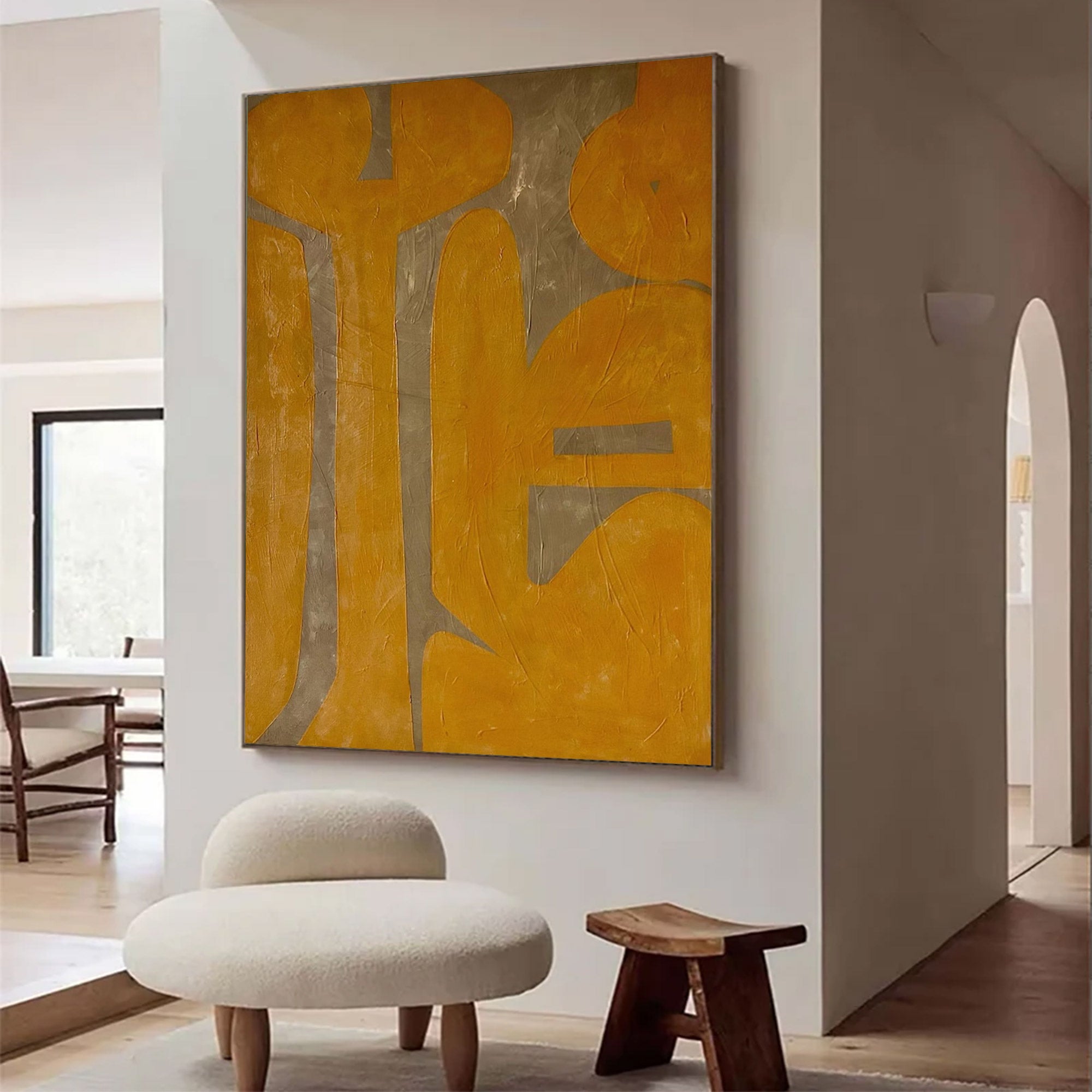 Oversized Yellow Abstract Wall Art | ArtvistaGallery #WG 100