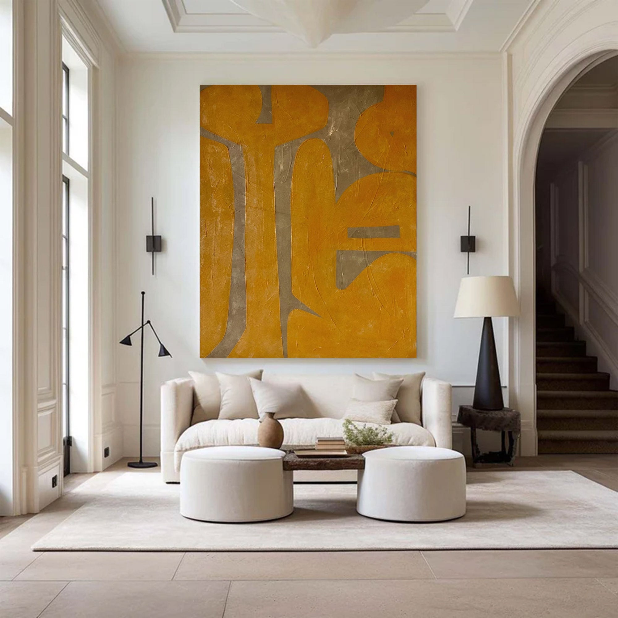 Oversized Yellow Abstract Wall Art | ArtvistaGallery #WG 100