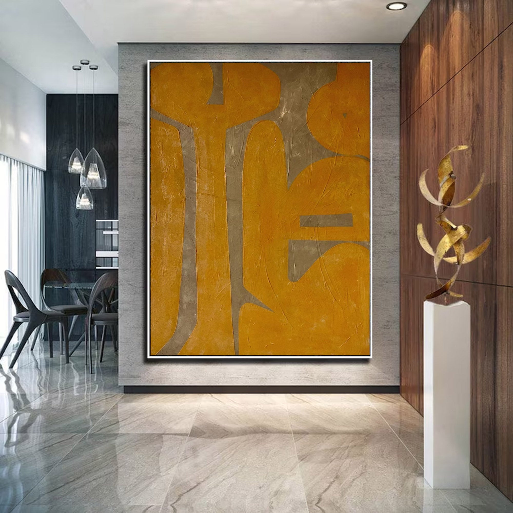 Oversized Yellow Abstract Wall Art | ArtvistaGallery #WG 100