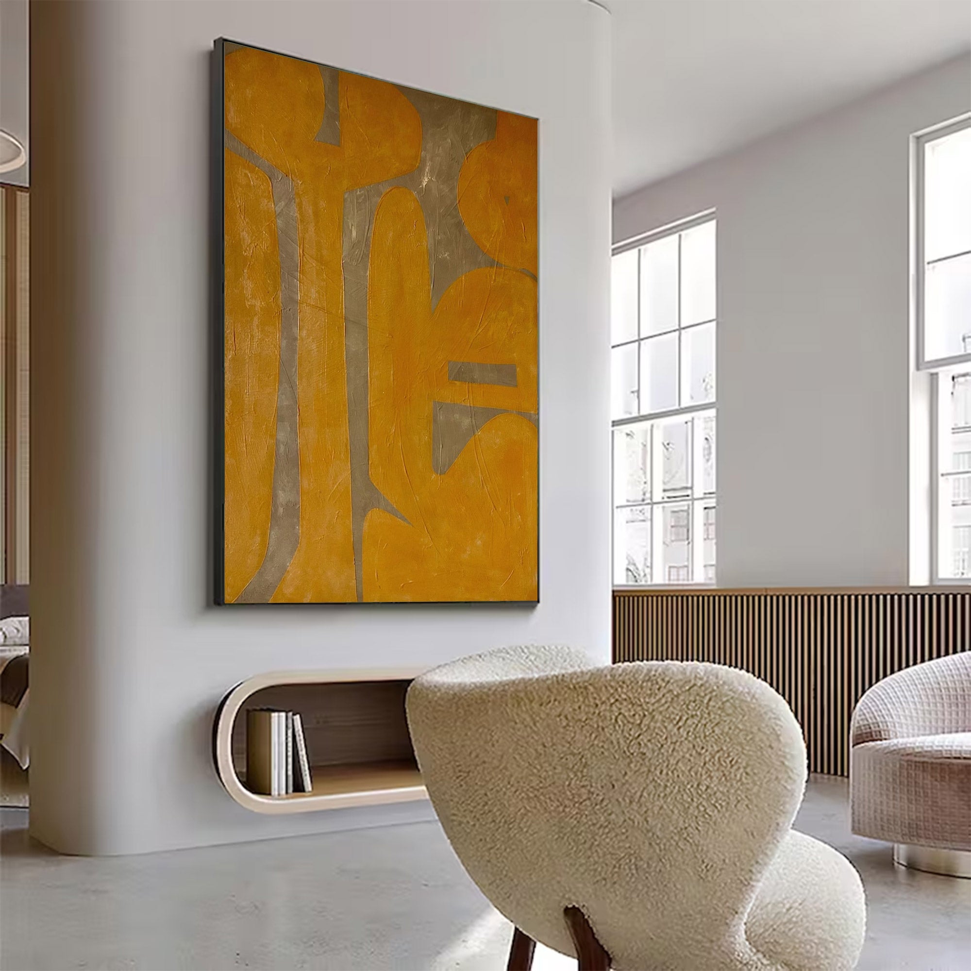 Oversized Yellow Abstract Wall Art | ArtvistaGallery #WG 100