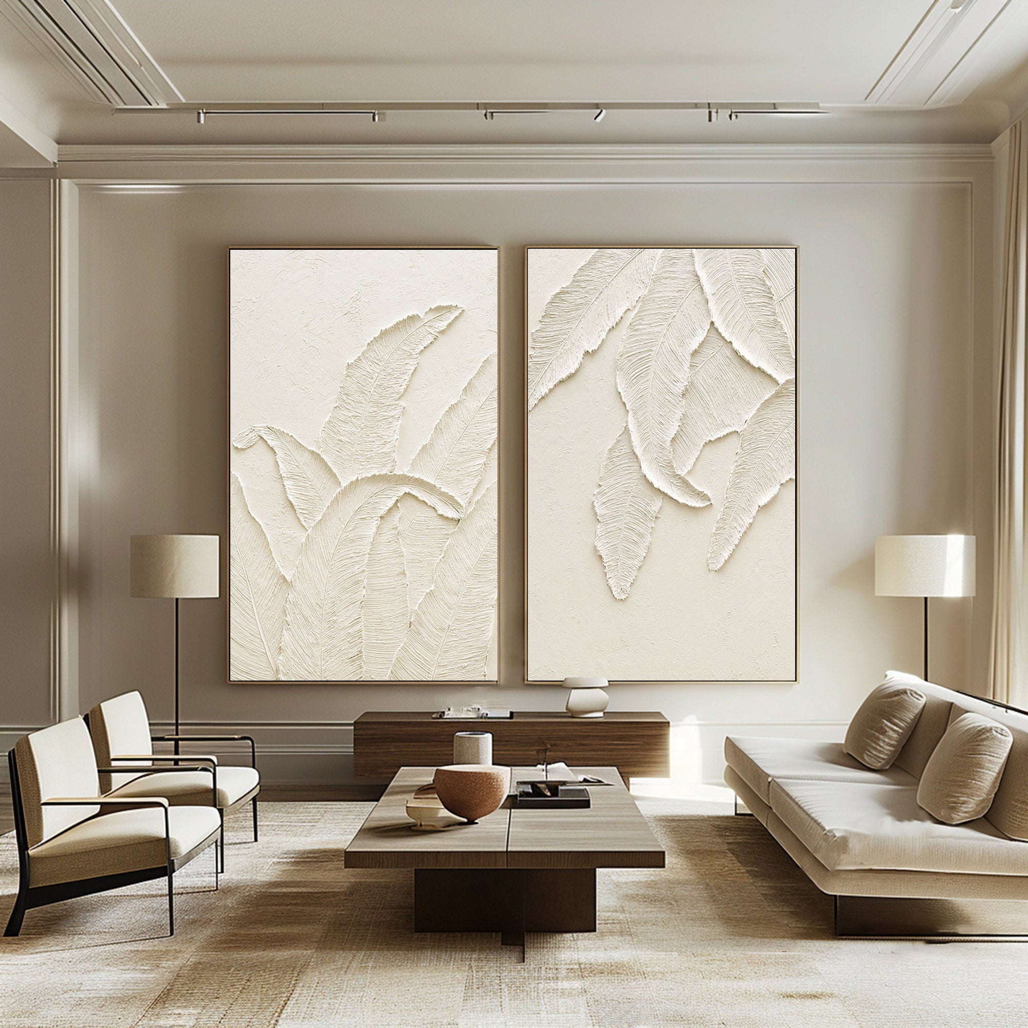 Beige Minimalist Abstract Painting SET OF 2 #AVG 035
