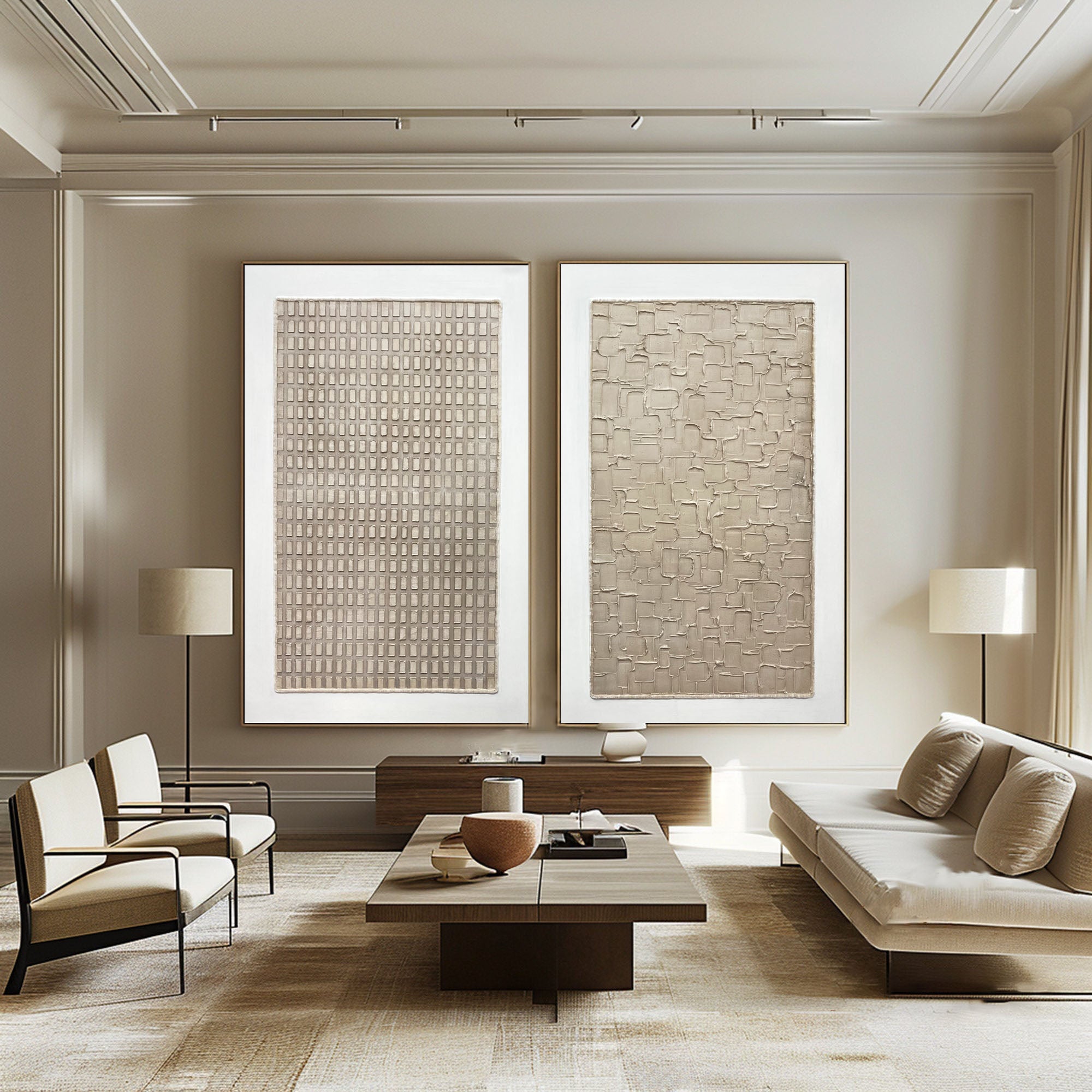 Wabi Sabi Abstract Art Set of Two for Elegant Wall Decor #BBS 010