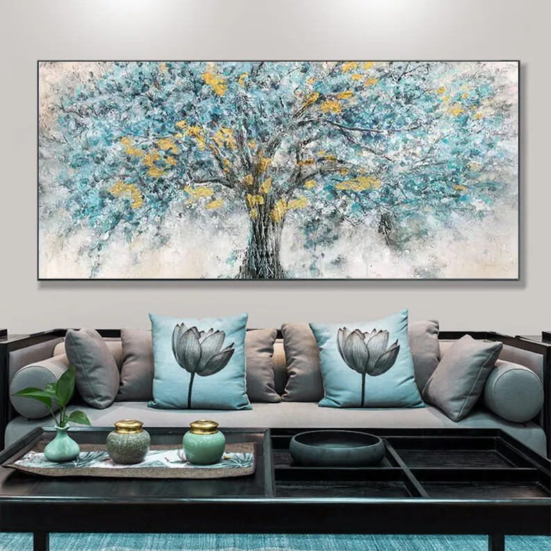 Tree of Life Wall Art in Blue and Yellow #BGA 029