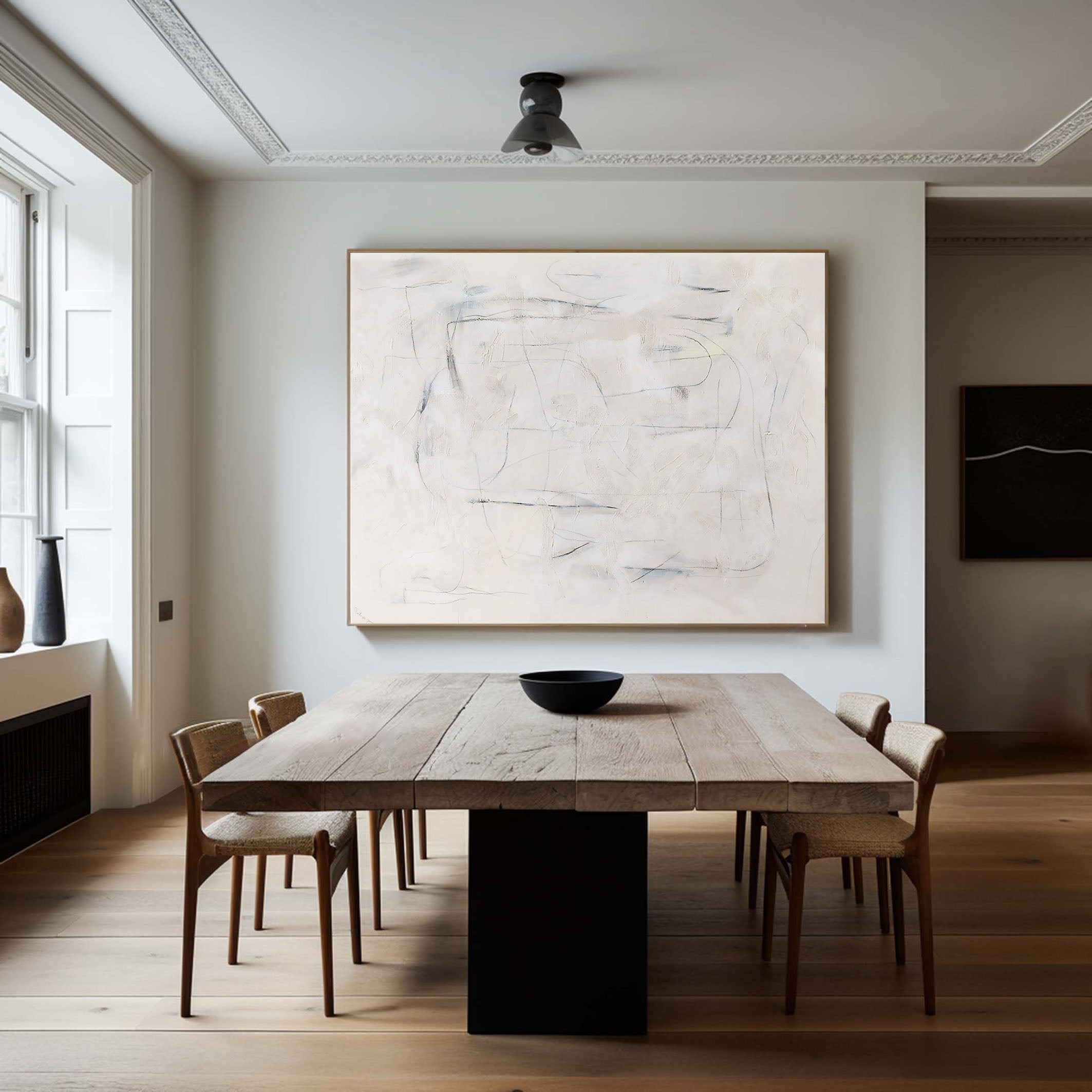 Neutral Field with Delicate Line Impressions, Minimalist Art #BGA 063