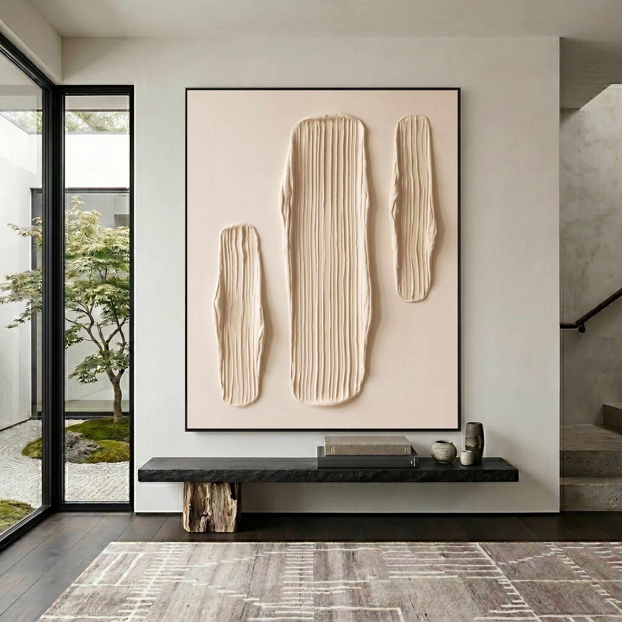Large Textured Wall Art Abstract Plaster Painting Minimalist Neutral Modern Contemporary Interior Decor