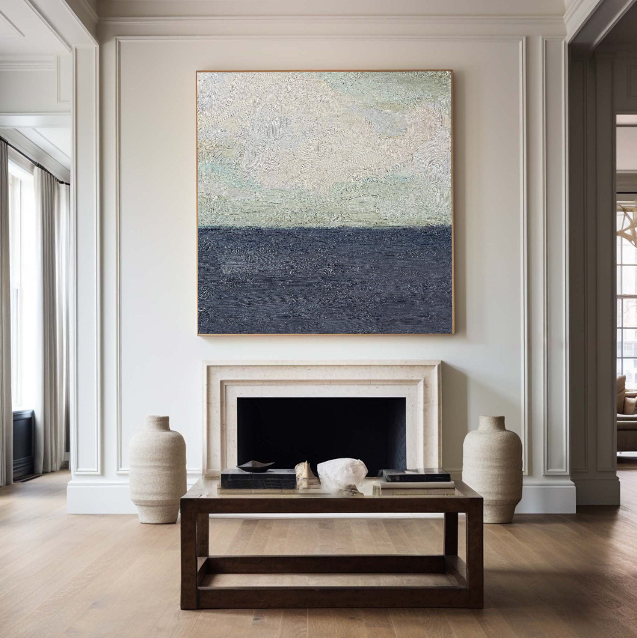 Minimalist Impasto Abstract Wall Art, Horizontal Color Fields #BGA 071