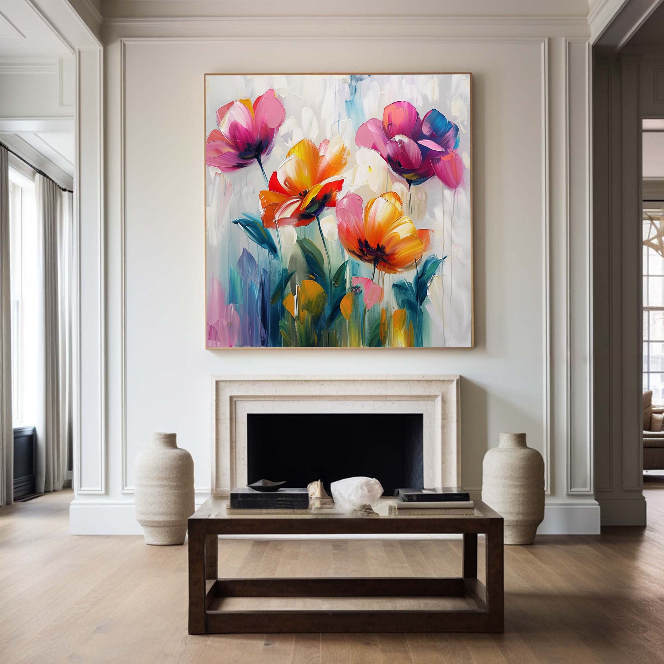 Vibrant Bloom Canvas Art Colorful Flower Wall Decor #FT 031
