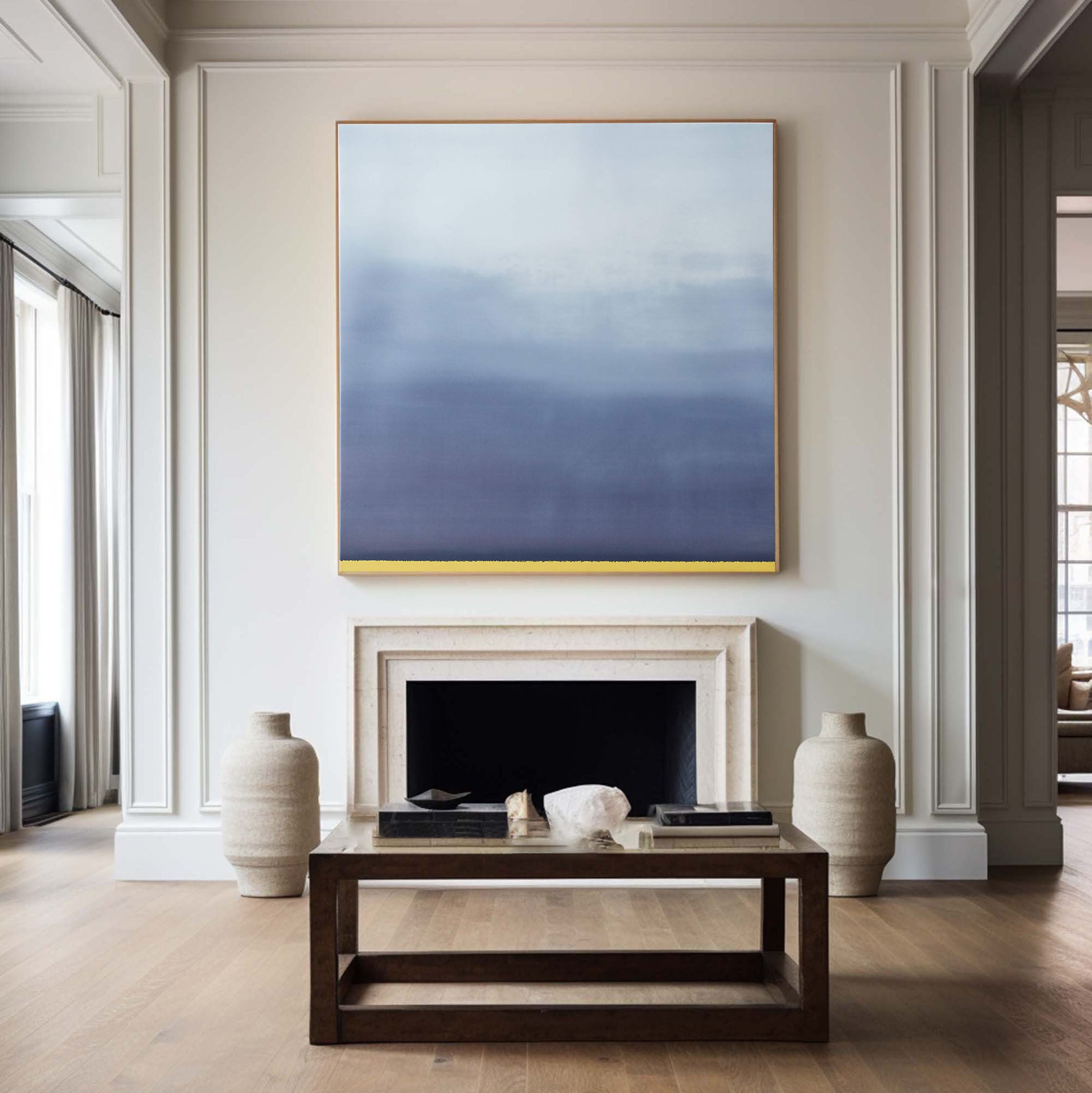 Minimalist Blue Horizon Abstraction with Distinct Color Bands #BGA 074