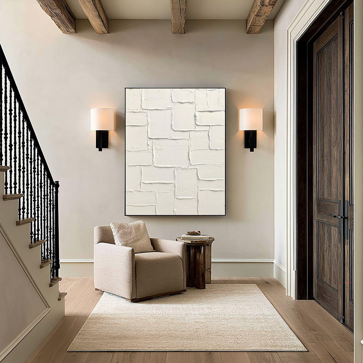 Fragments Of A White Wall Large Textured Abstract Art White Relief Painting Modern Minimalist Interior Decor
