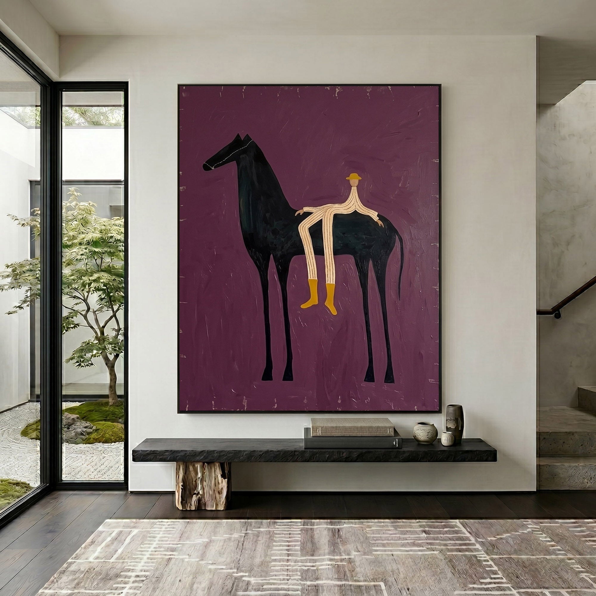 Large Cowboy Horse Wall Art Contemporary Western Figurative Painting