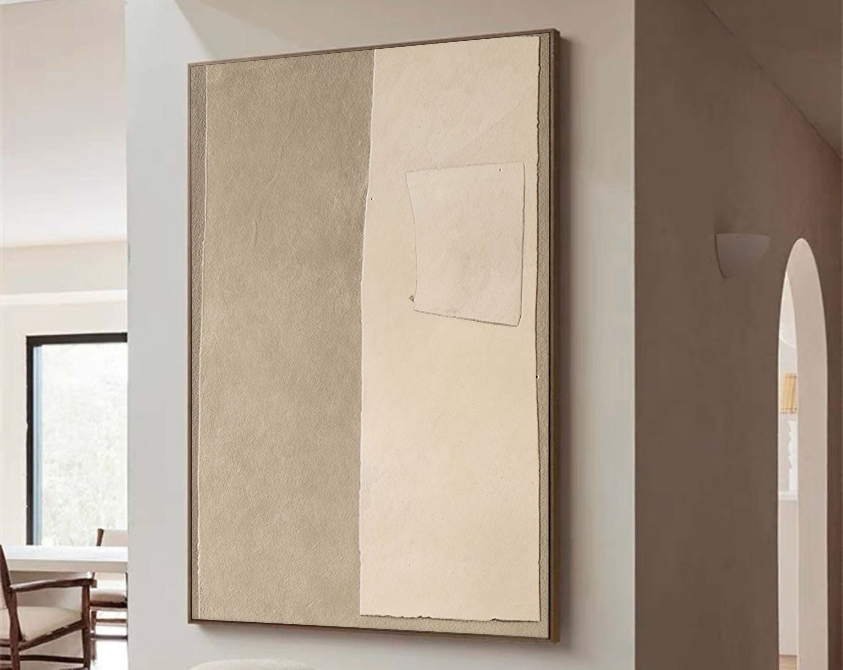 Beige & Brown Abstract Painting #LL 037