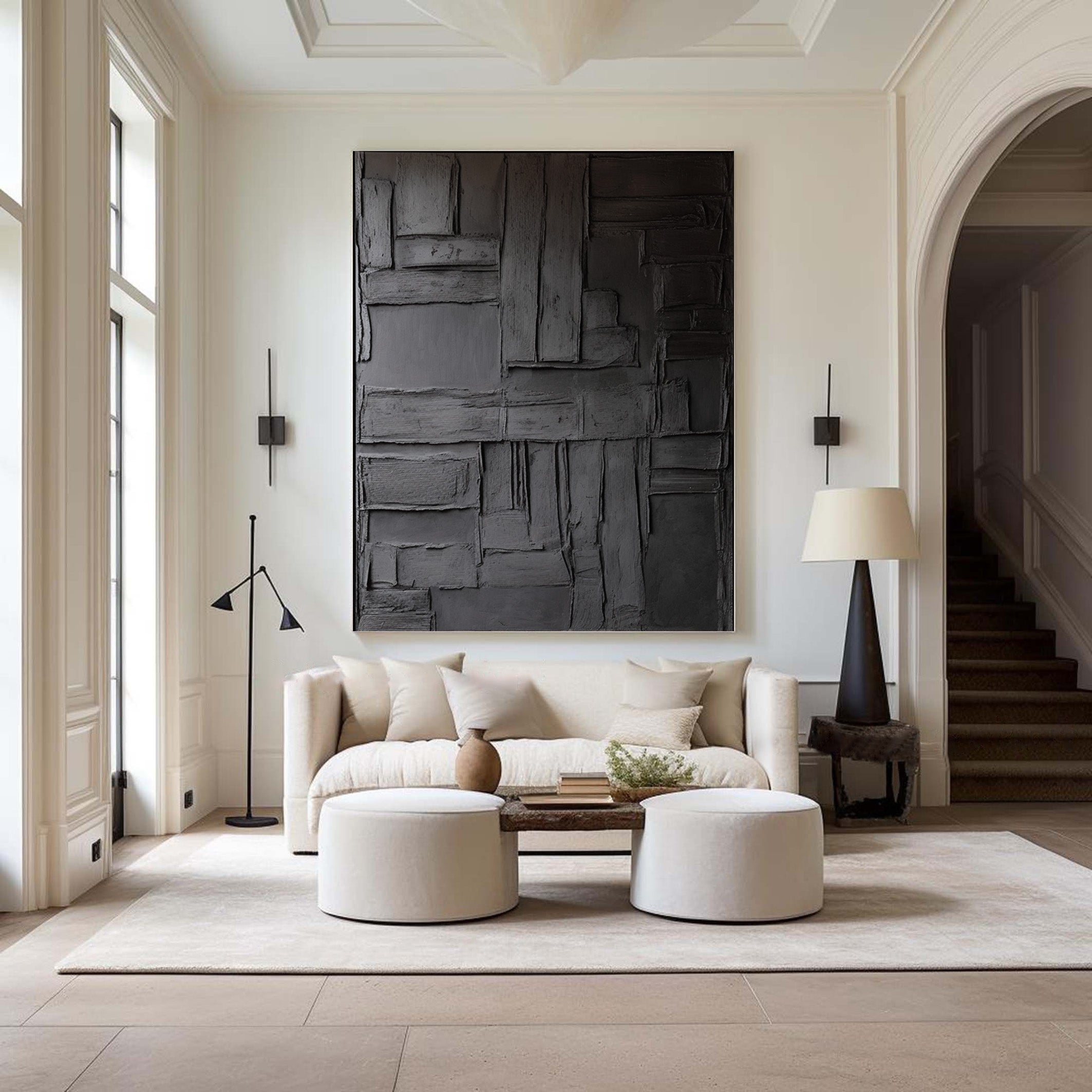Contemporary Black Wall Art, Layered Geometric Design #BGA 147