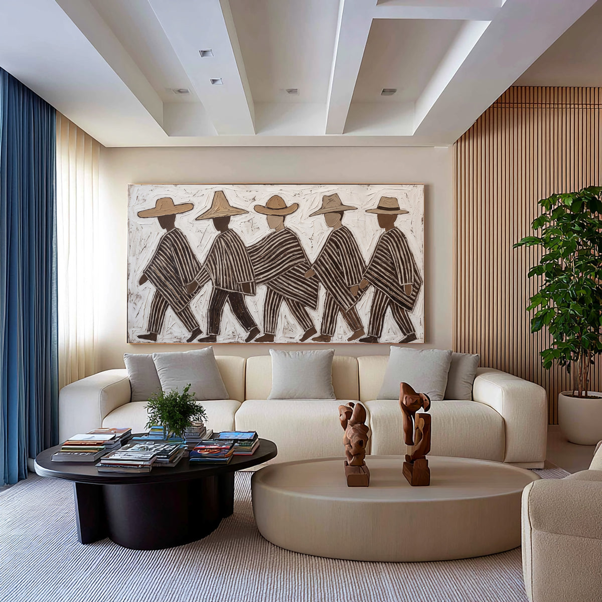 Folk Art Painting, Southwestern Figurative Wall Art, Hand Painted Textured Artwork