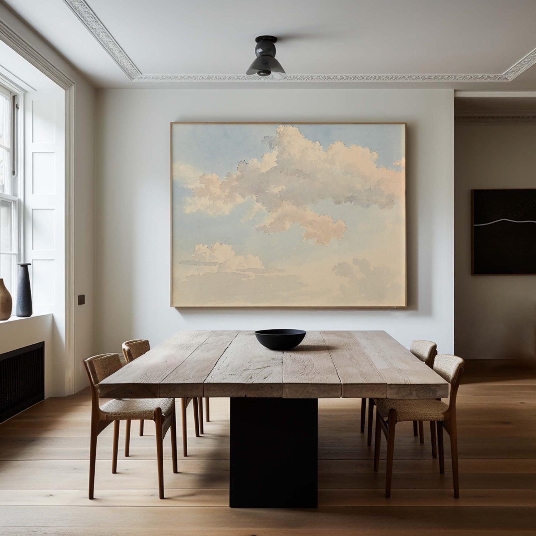 Cloudy Sky, Subtle Peach and Gray Tones, Modern Wall Art #BGA 058
