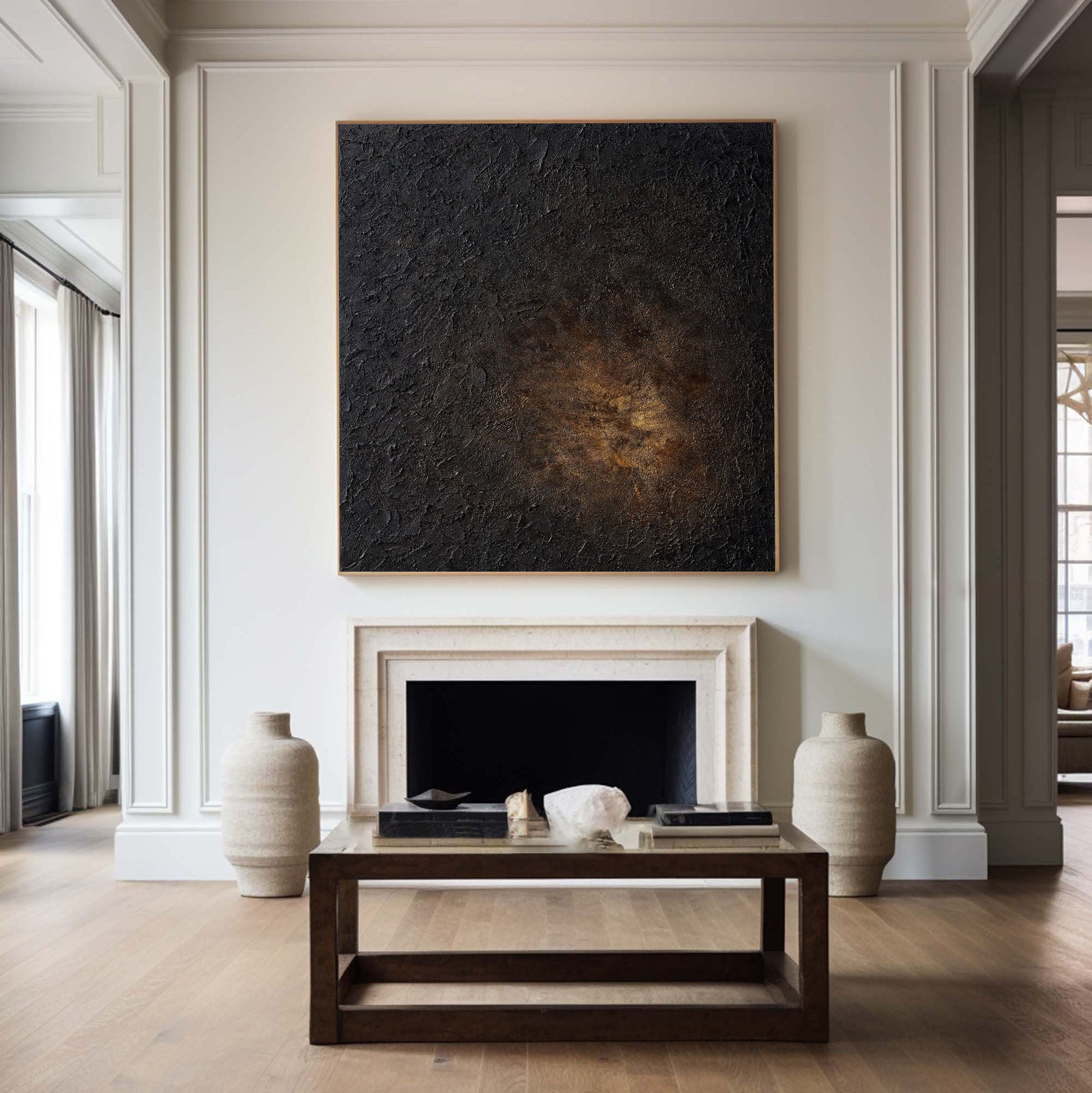 Abstract Texture Canvas with Glimmering Light, Dark Impasto #BGA 068