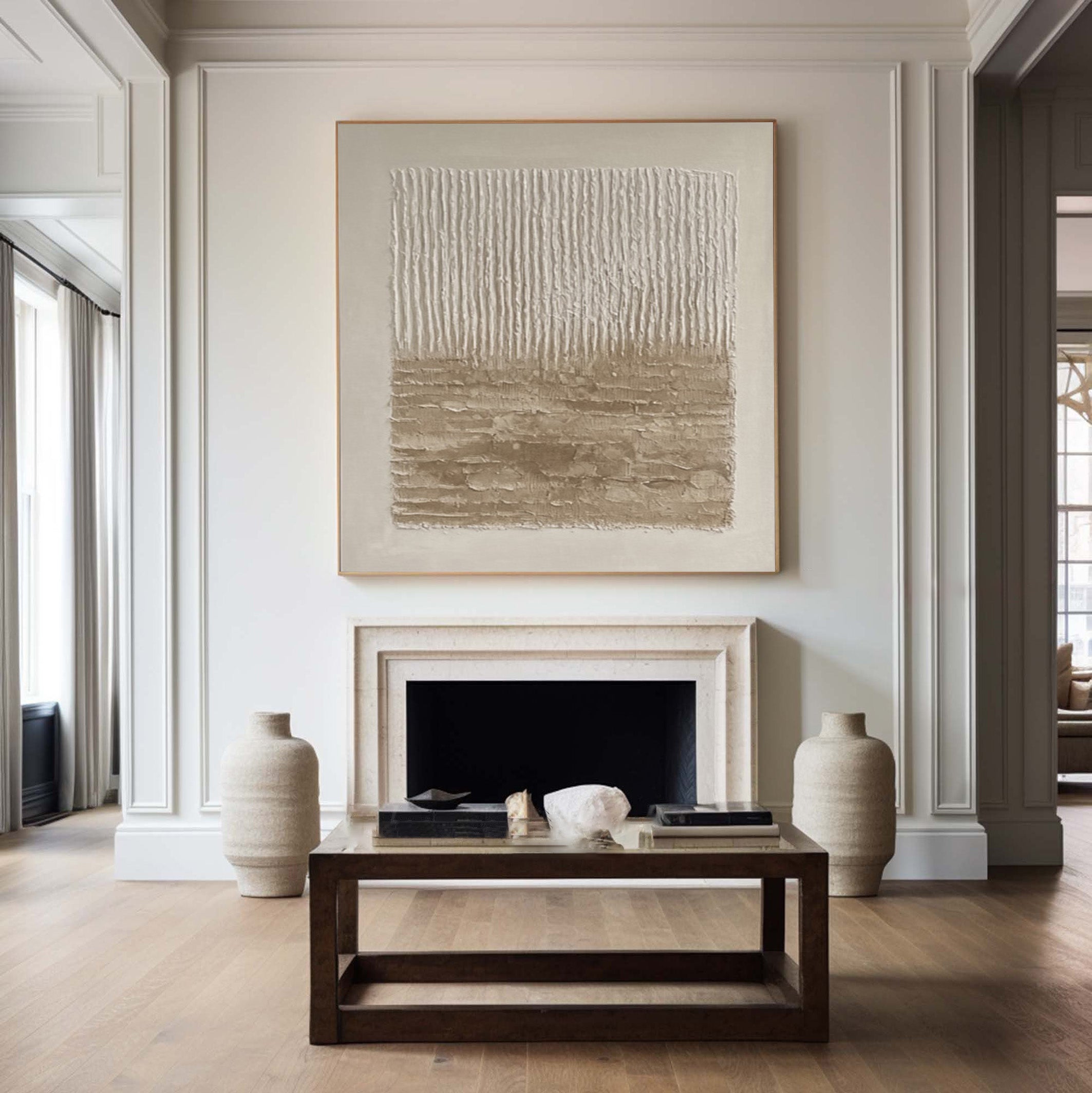 Neutral Impasto with Vertical Striations and Earthy Horizon #BGA 196