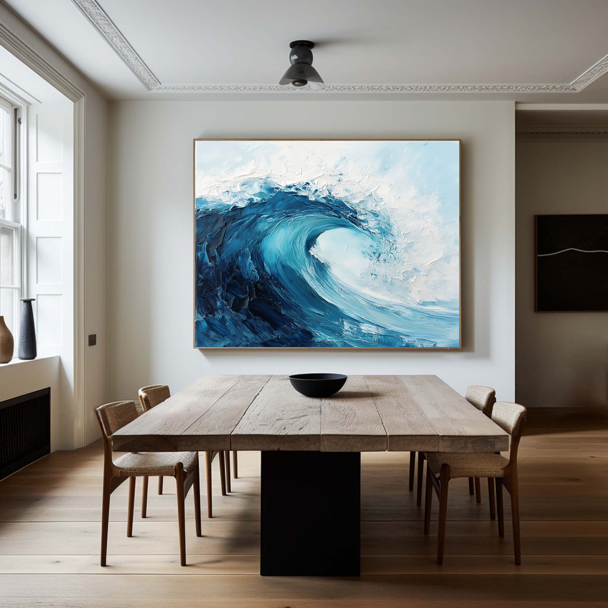 Deep Blue Impact: Bold Textured Wave, Powerful Ocean Art #BGA 149