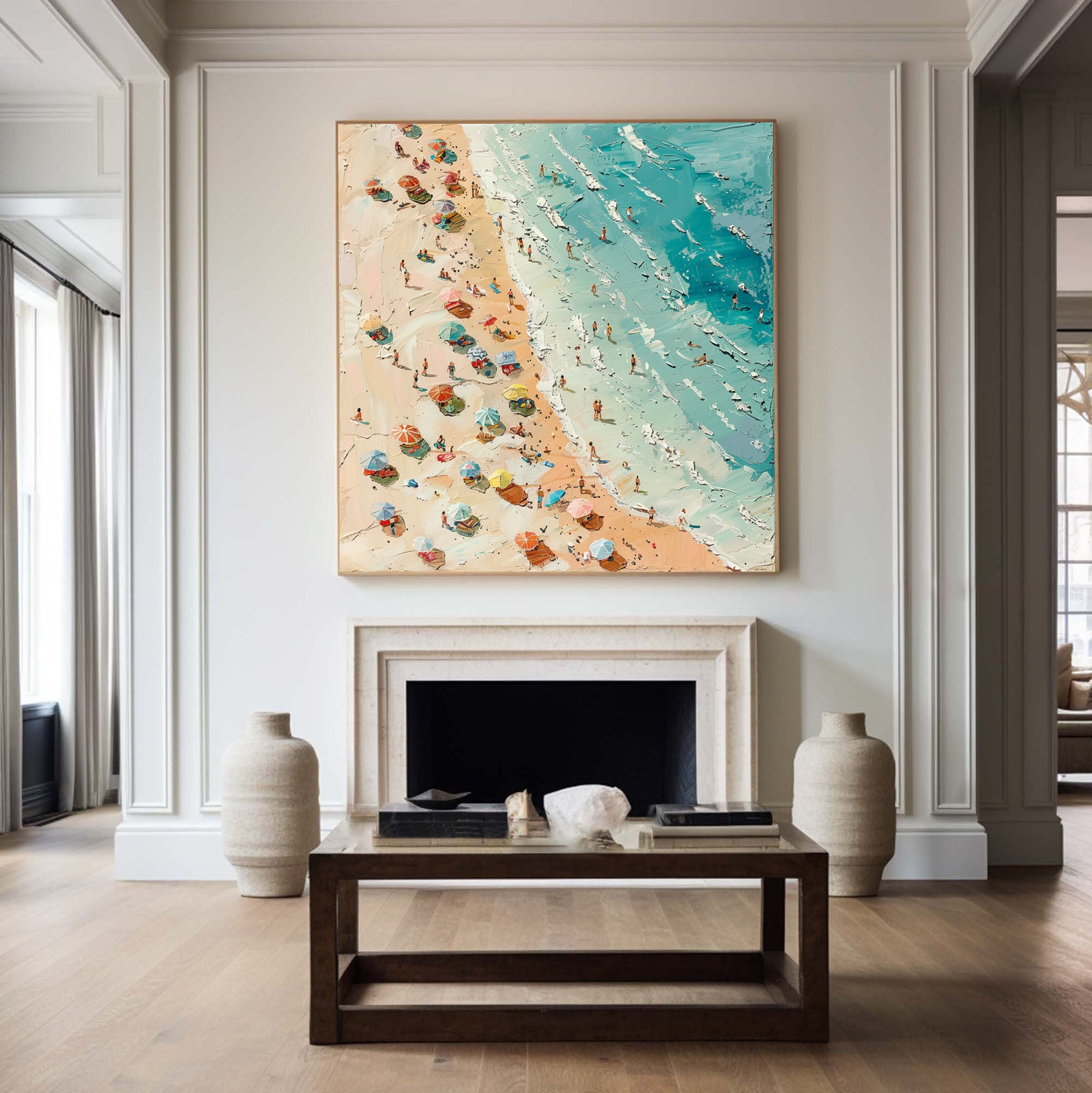 Sunny Beach Day Canvas Art Vibrant Coastal Wall Decor #OS 025