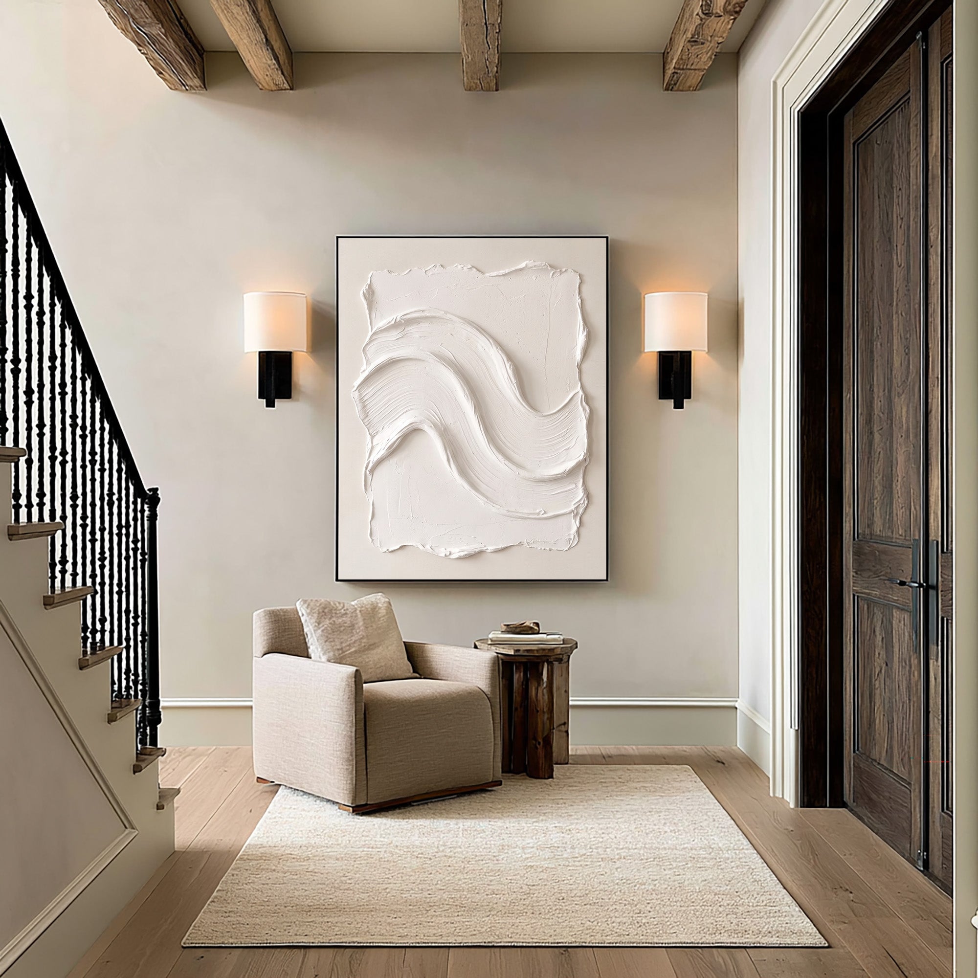Large Organic Modern Textured Wall Art Abstract Oil Painting Sculptural Minimalist Artwork Neutral Luxury Home Decor