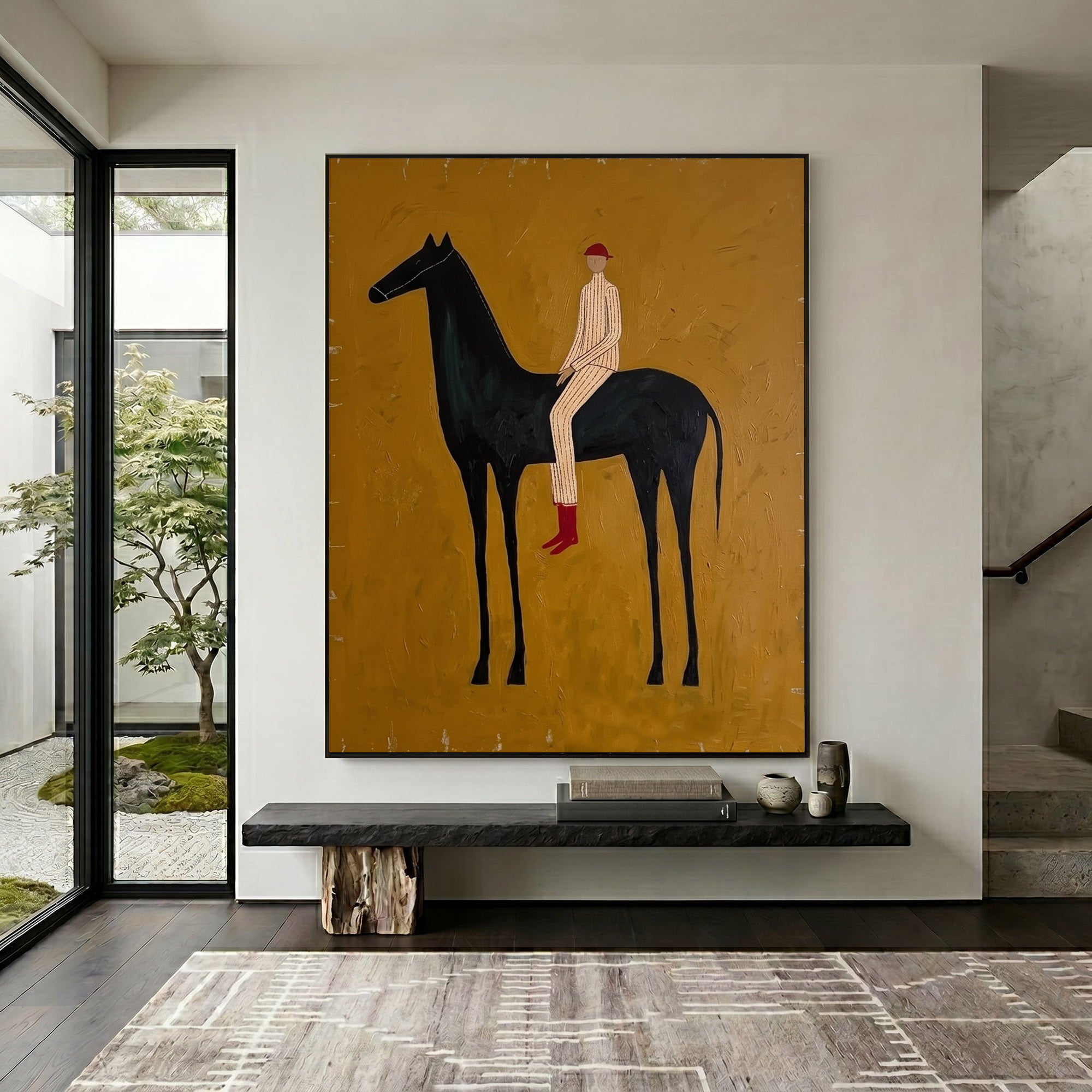 Large Cowboy Horse Wall Art Contemporary Western Minimalist Painting