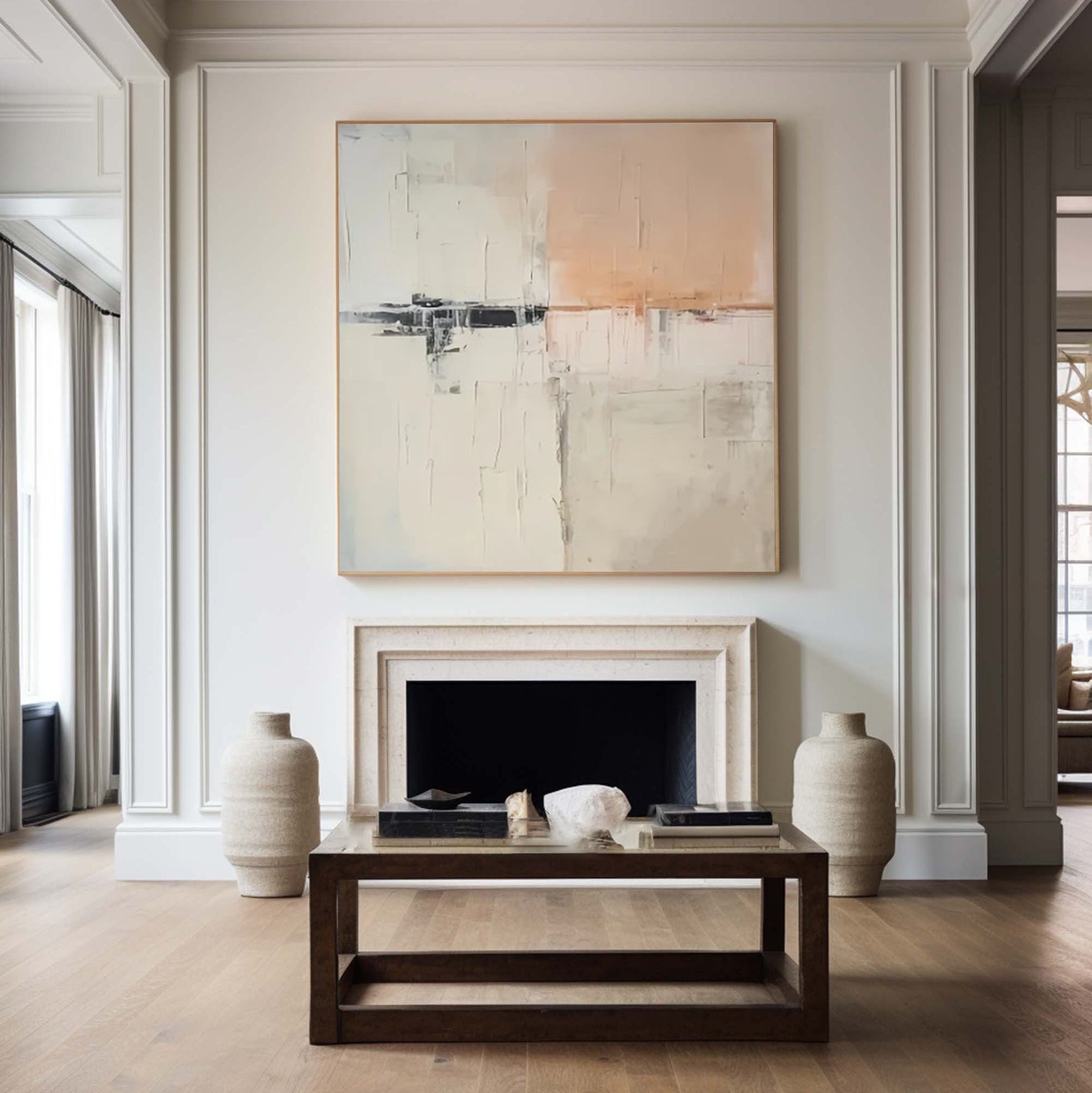 Abstract Beige & Peach Art, Minimalist Scandinavian Style #BGA 138