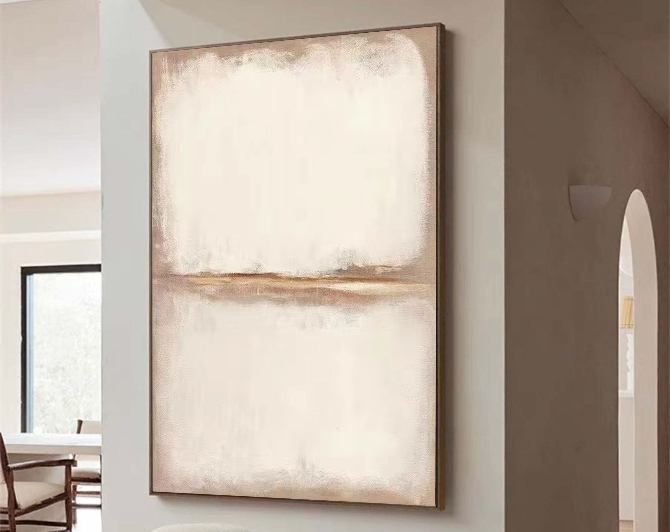 Beige & Brown Abstract Painting #LL 044