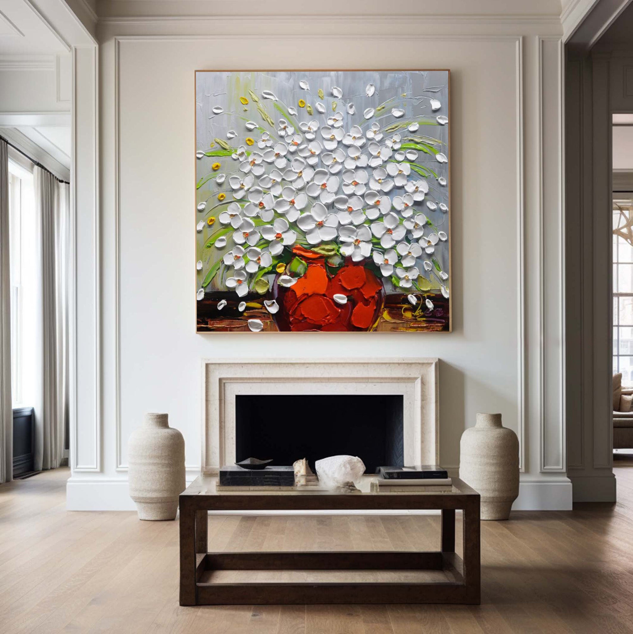 Impasto Garden: Vibrant Textured Flowers, Bold Floral Display #BGA 148