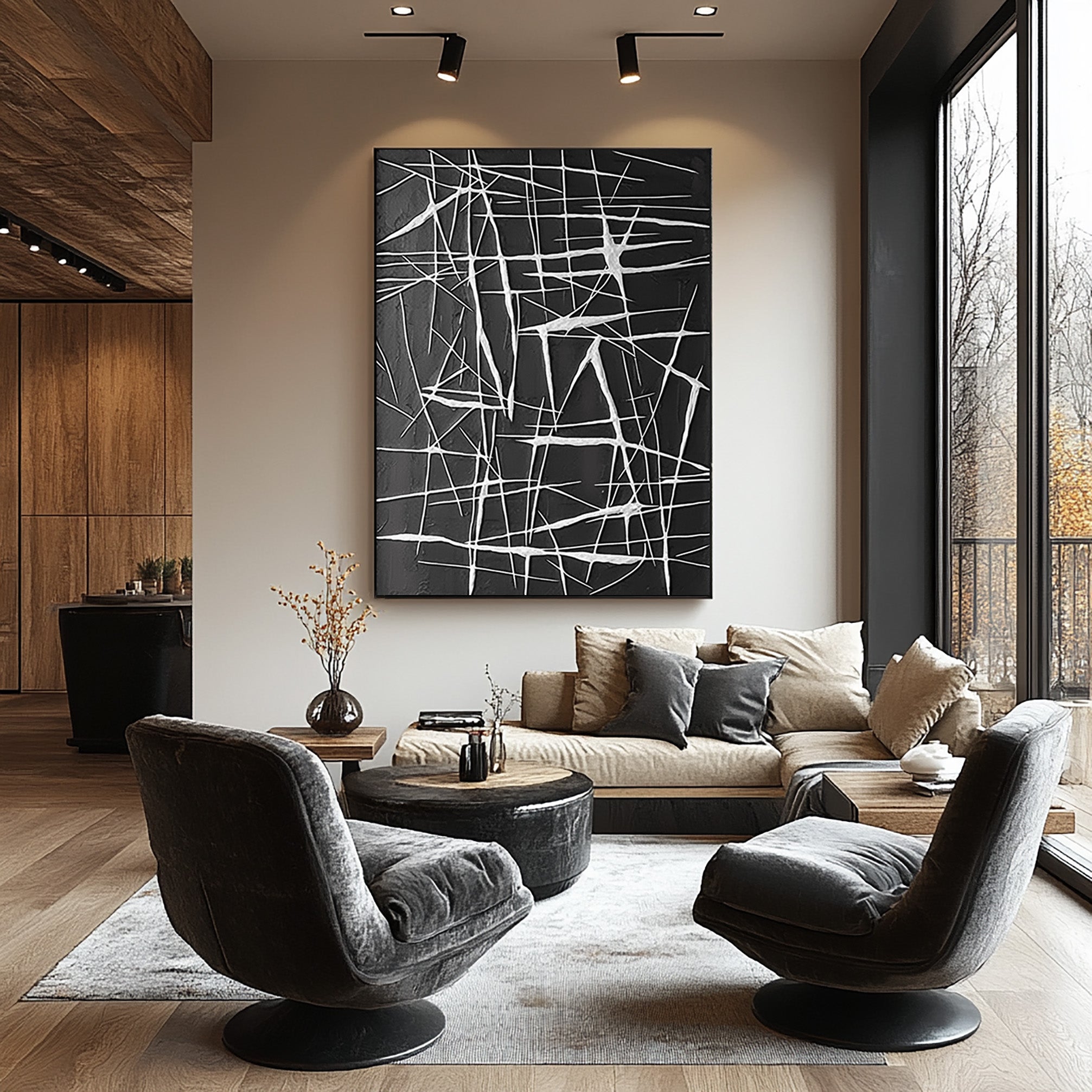 Oversized Black and White Abstract Wall Art for Bold Spaces #BBA 058