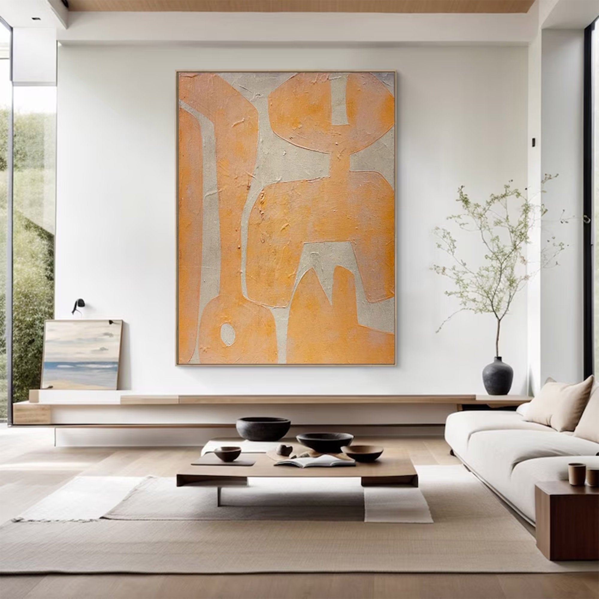 Oversized Yellow Abstract Wall Art | ArtvistaGallery #WG 100