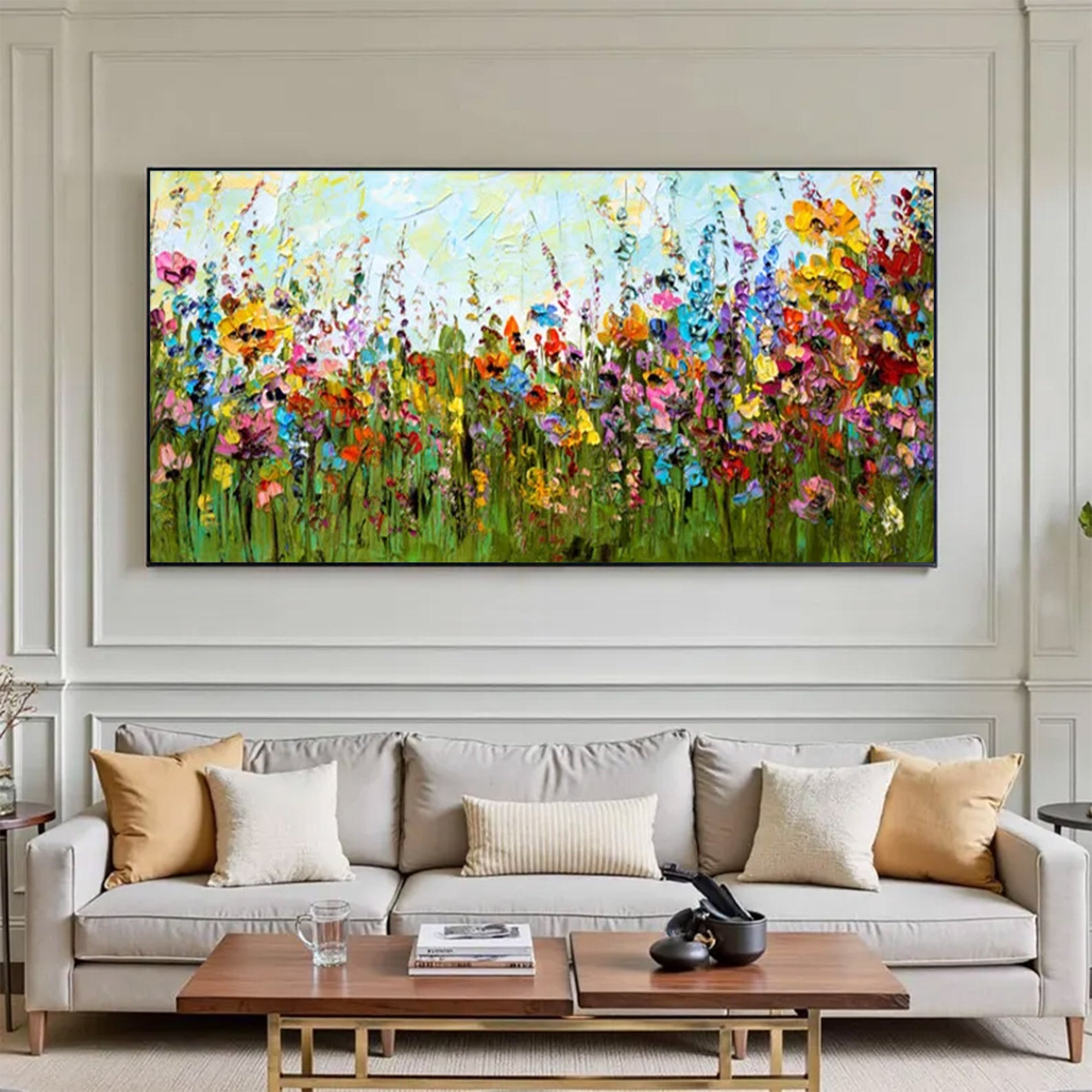 Large Abstract Navy Blue & Gold Square | ArtvistaGallery #WGA 040