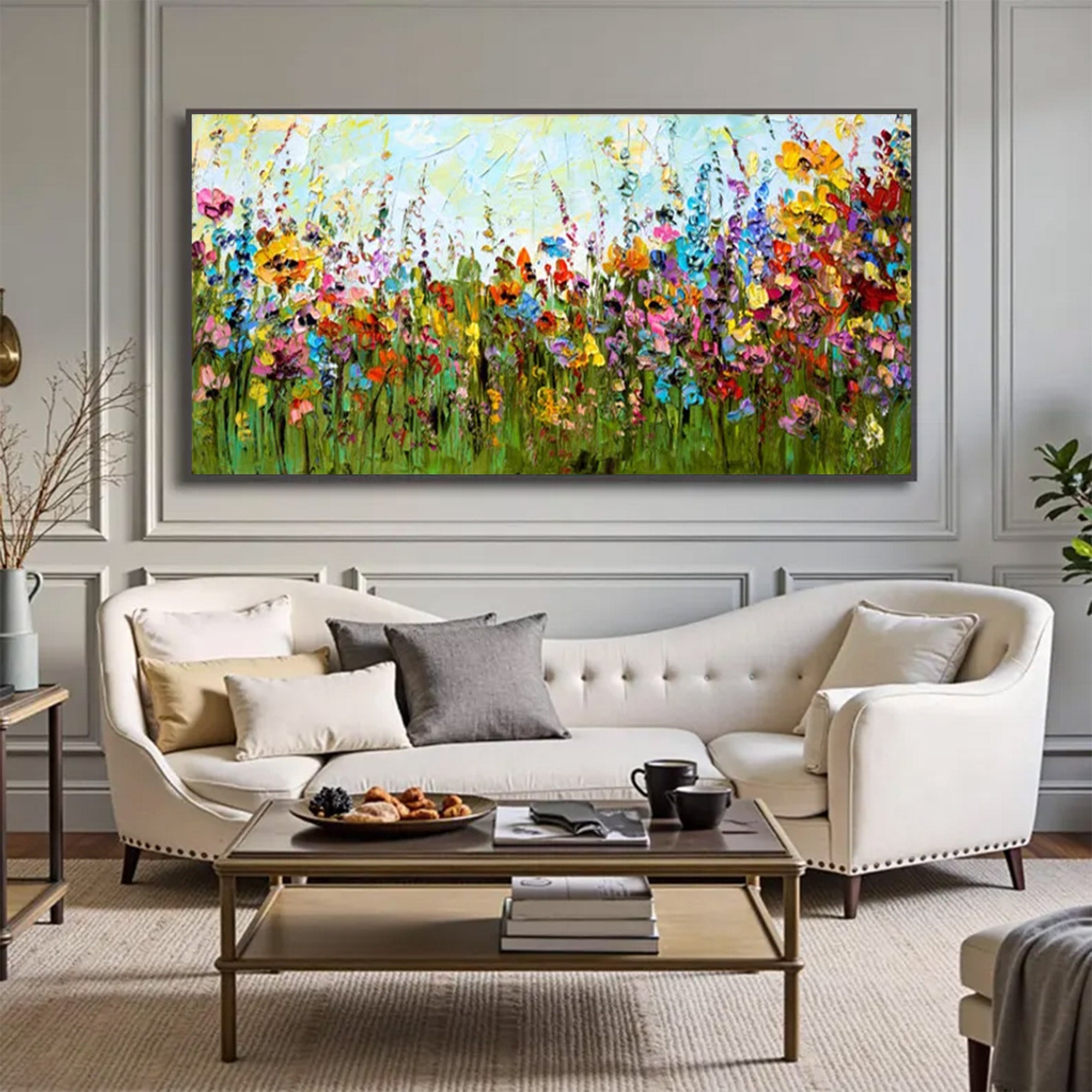 Large Abstract Navy Blue & Gold Square | ArtvistaGallery #WGA 040